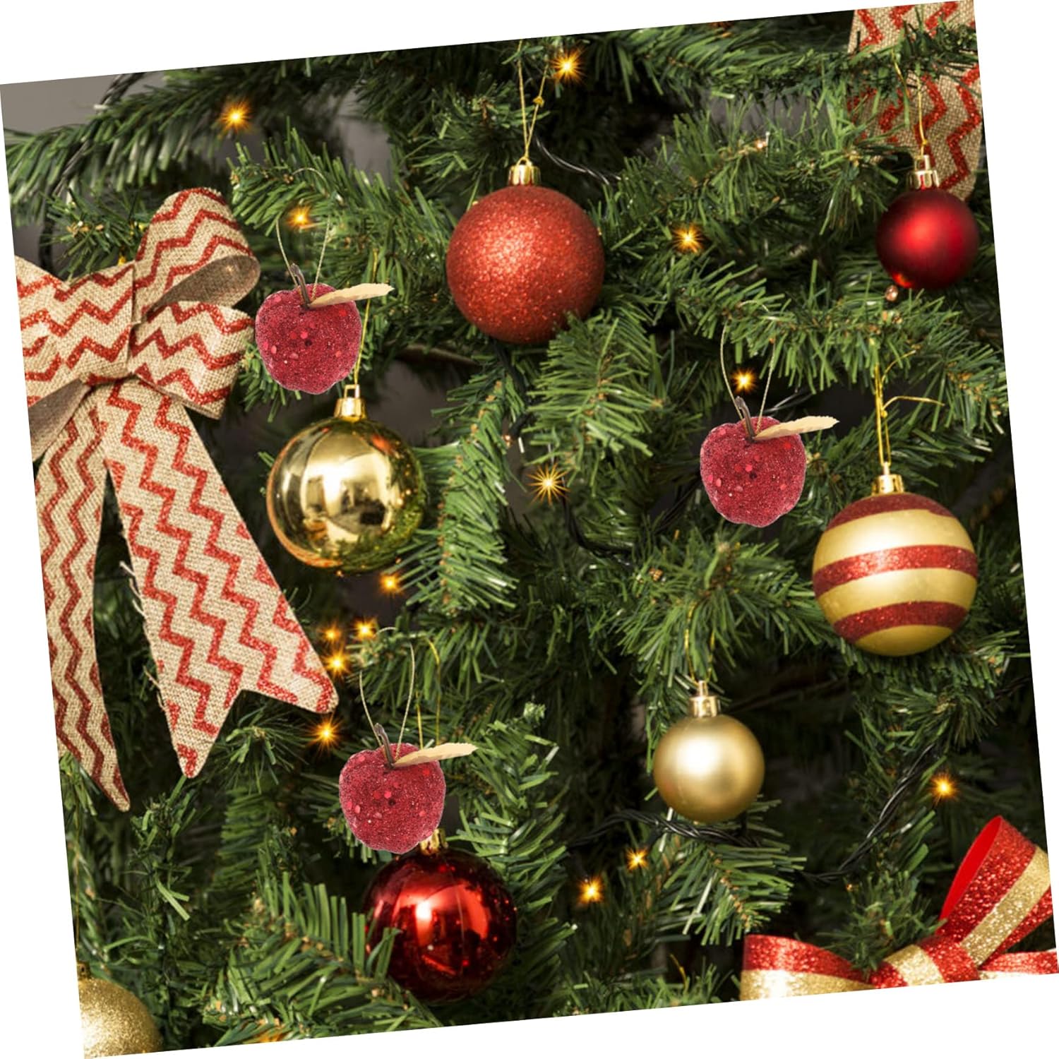 IMIKEYA 100 piezas de bolas de espuma de lentejuelas con purpurina para decoración de Navidad, manzana, árbol de Navidad, árbol de Navidad, bosque,