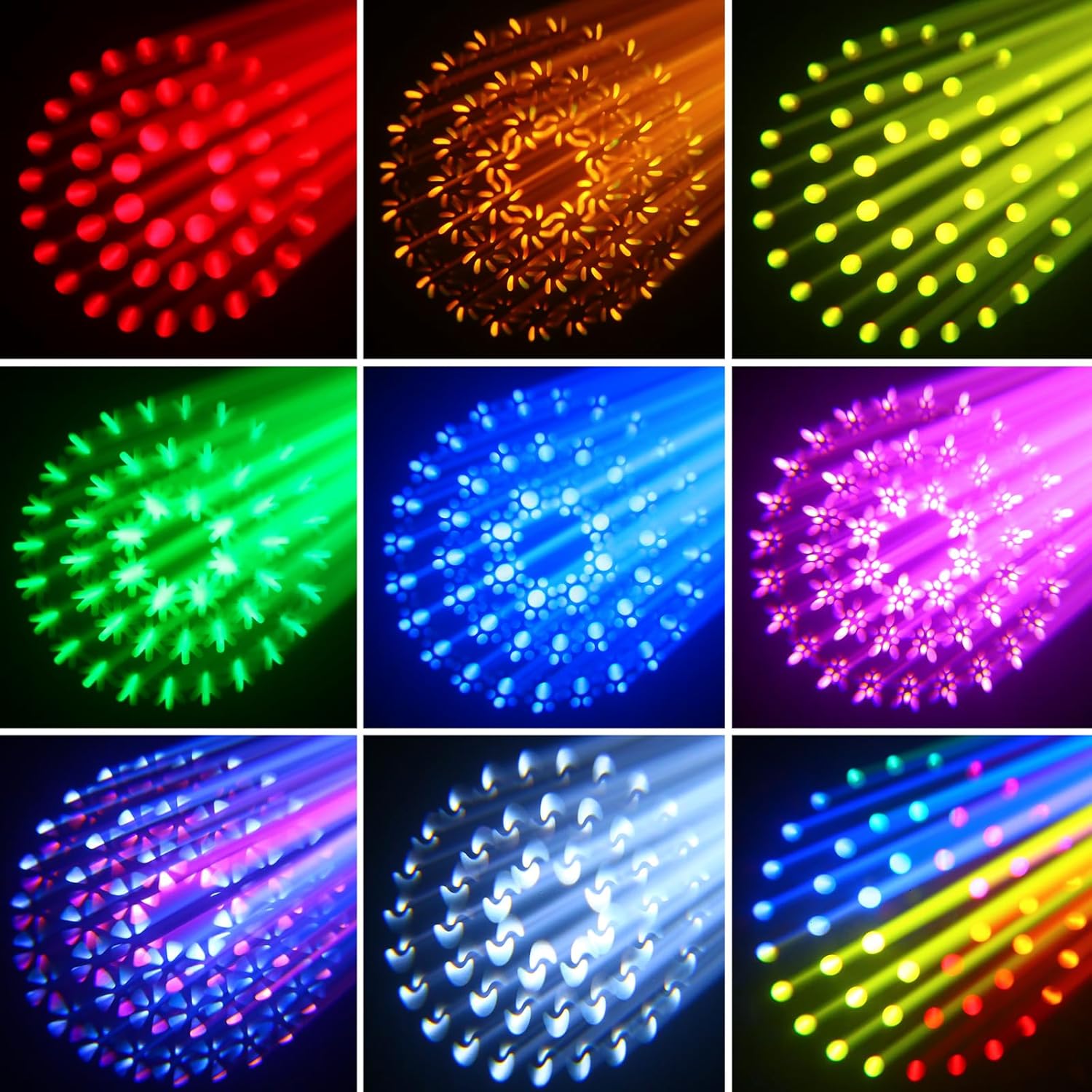 Luz de cabeza móvil de 380 W, prismas incorporados de 16 facetas, 13 Gobos, 13 colores, efecto arcoíris, luces de DJ, iluminación de escenario, 16