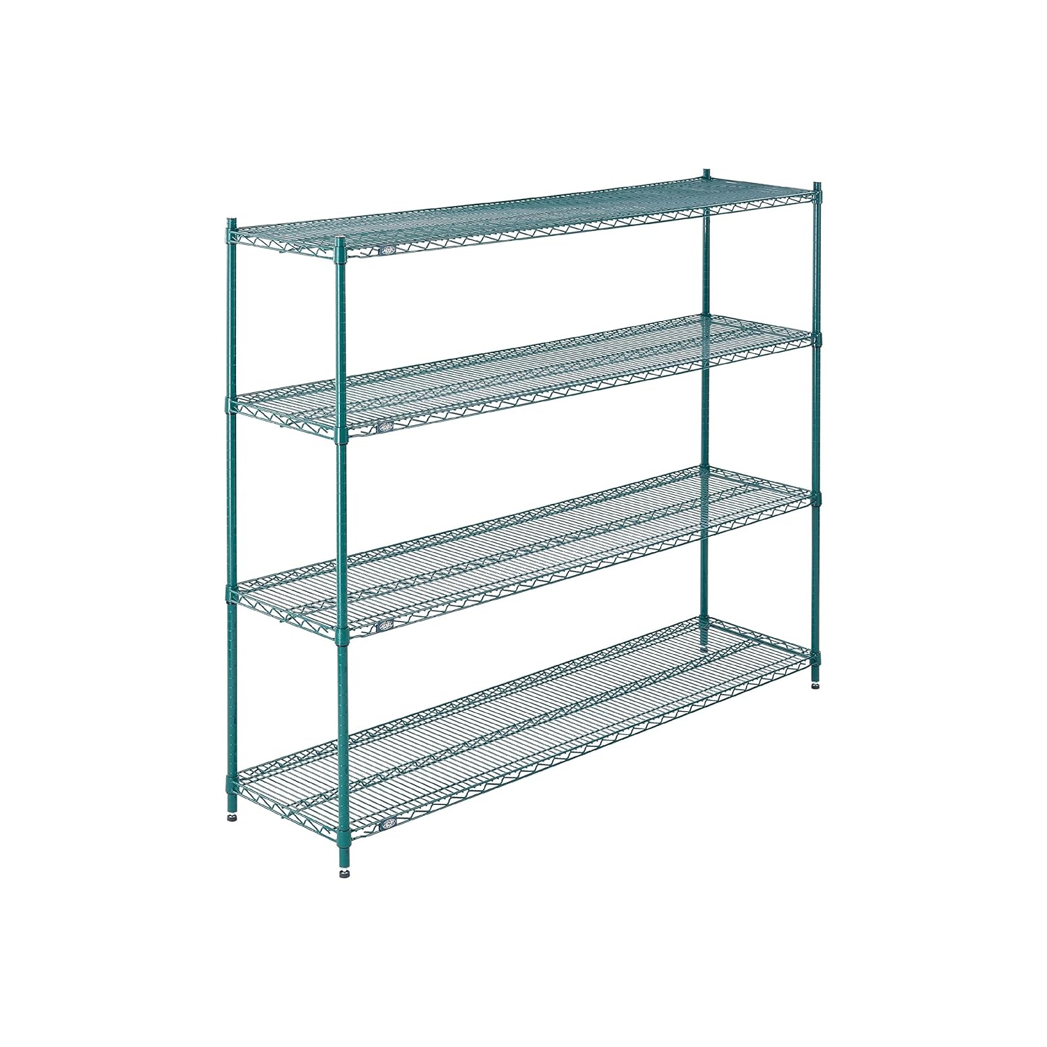 Nexel Estantería de alambre, epoxi verde, 72″ W X 18″ D X 63″ H