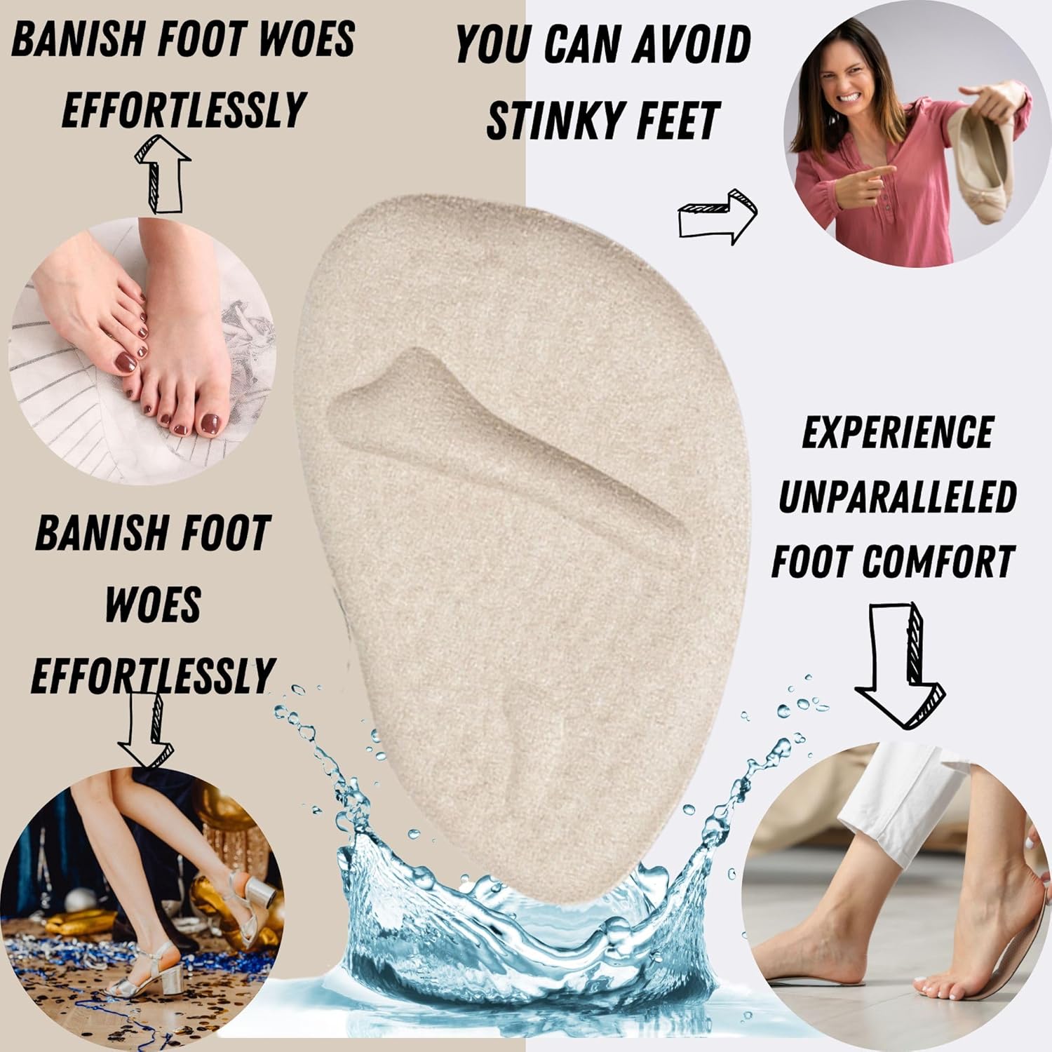 Paquete de 6 almohadillas antideslizantes para pies, almohadillas metatarsianas para mujeres y hombres (12 cojines de bola de pie para talones), los