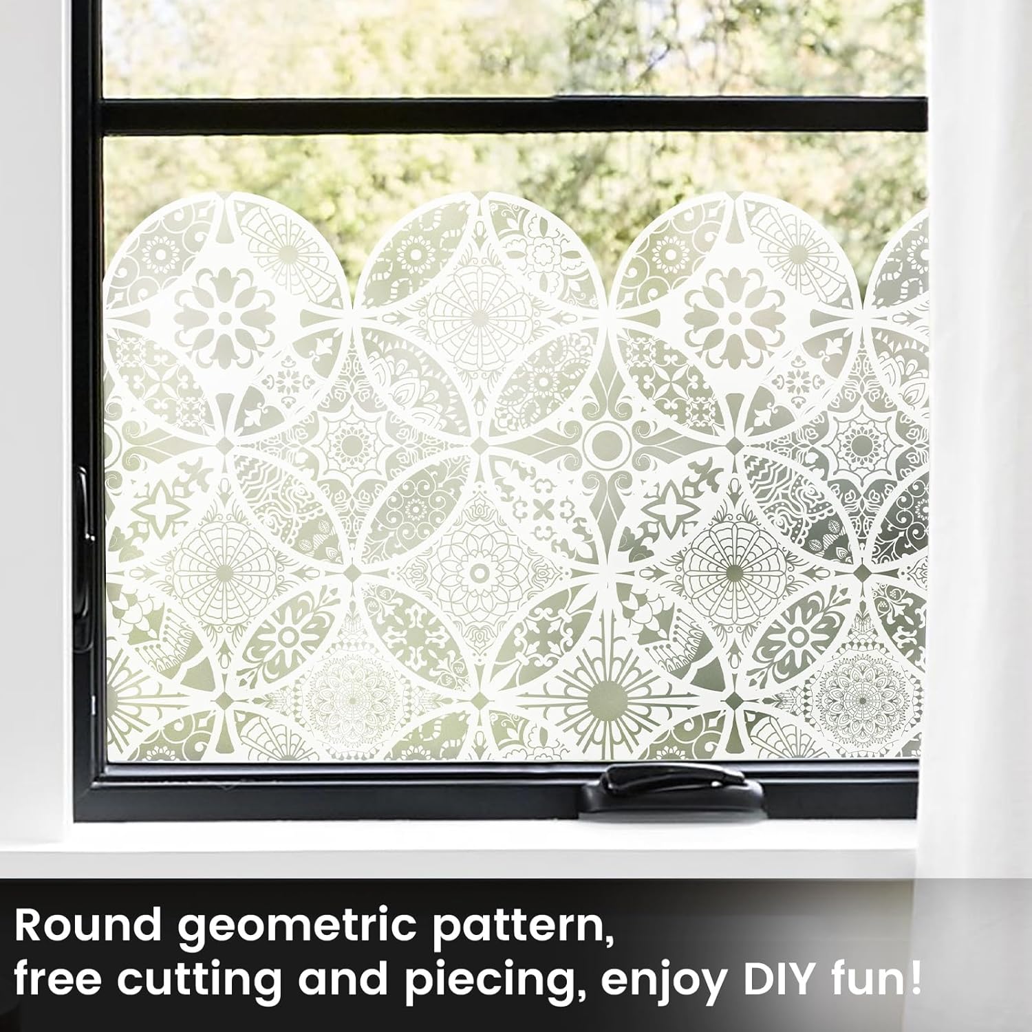 DKTIE Bohemian Decor – Lámina de vitrales con herramientas de instalación, película de privacidad de dos vías para ventana, reduce el