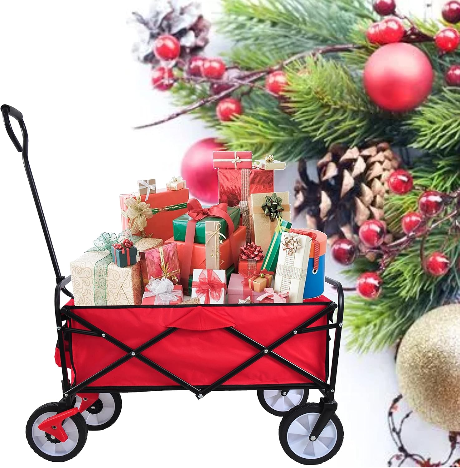 Carro multiusos plegable para jardín al aire libre, carrito de playa, carrito plegable de camping, carrito de compras, carrito de playa, 40.55 x