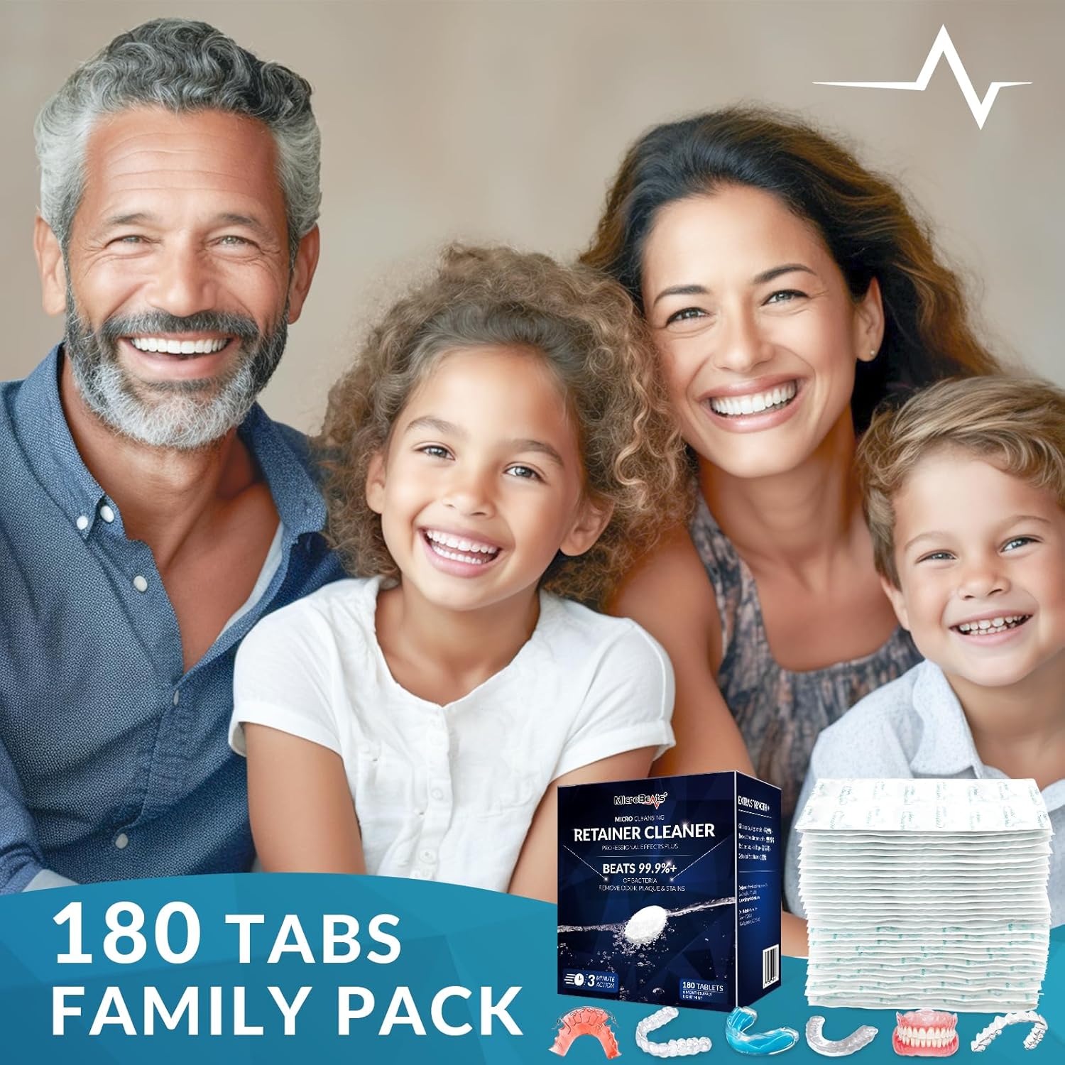Tabletas limpiadoras de retenedores para limpieza Invisalign, tabletas de limpieza intensiva de dentaduras postizas que eliminan el olor y la placa