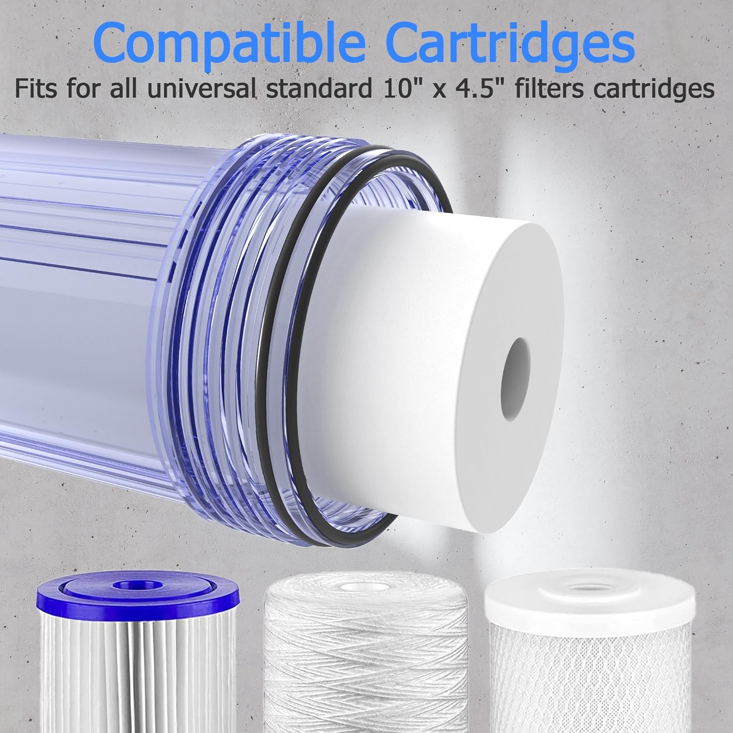 WHT10 – Carcasa de filtro de agua para toda la casa de 10 x 4.5 pulgadas, filtros de sedimentos, etc. para agua de pozos y ciudades, sistema de
