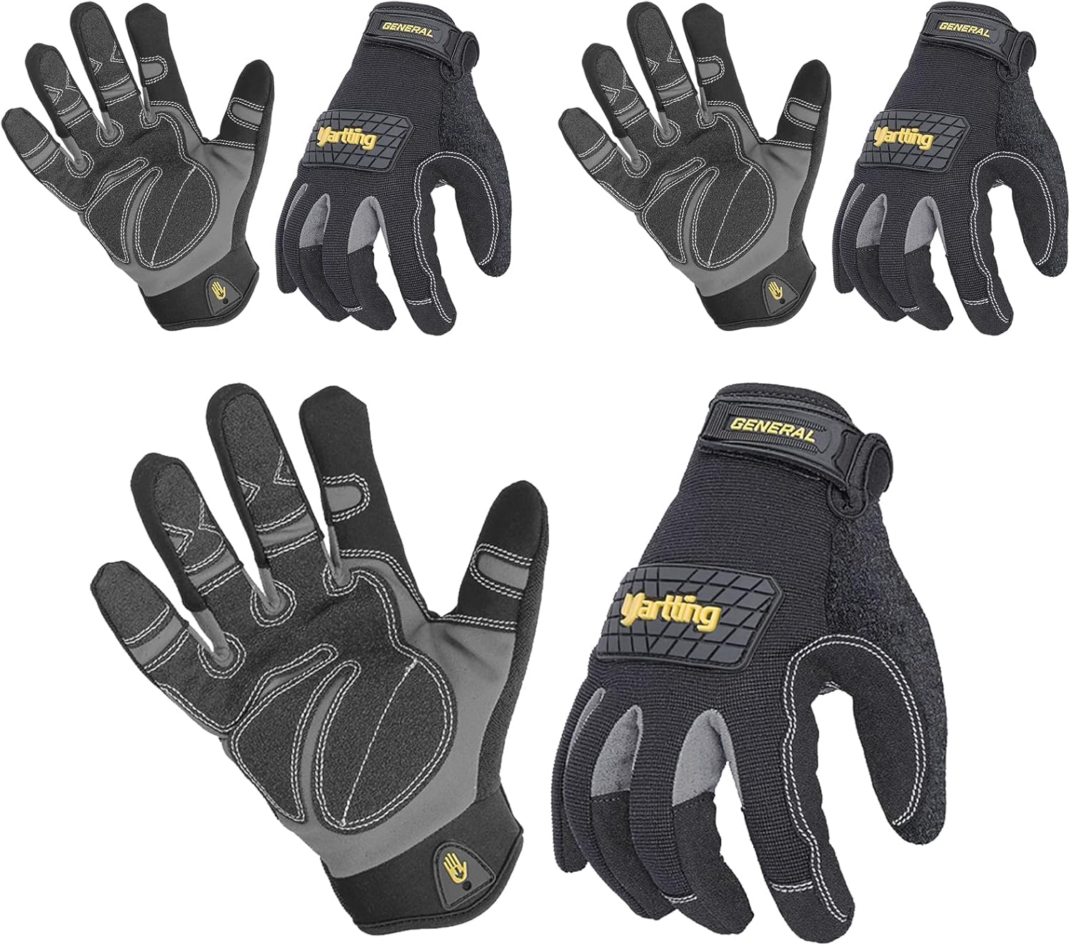 KLDOLLAR Guantes de trabajo de cuero para hombre, guantes de jardinería 3 paris, guantes de trabajo resistentes para mejoras del hogar, trabajo en