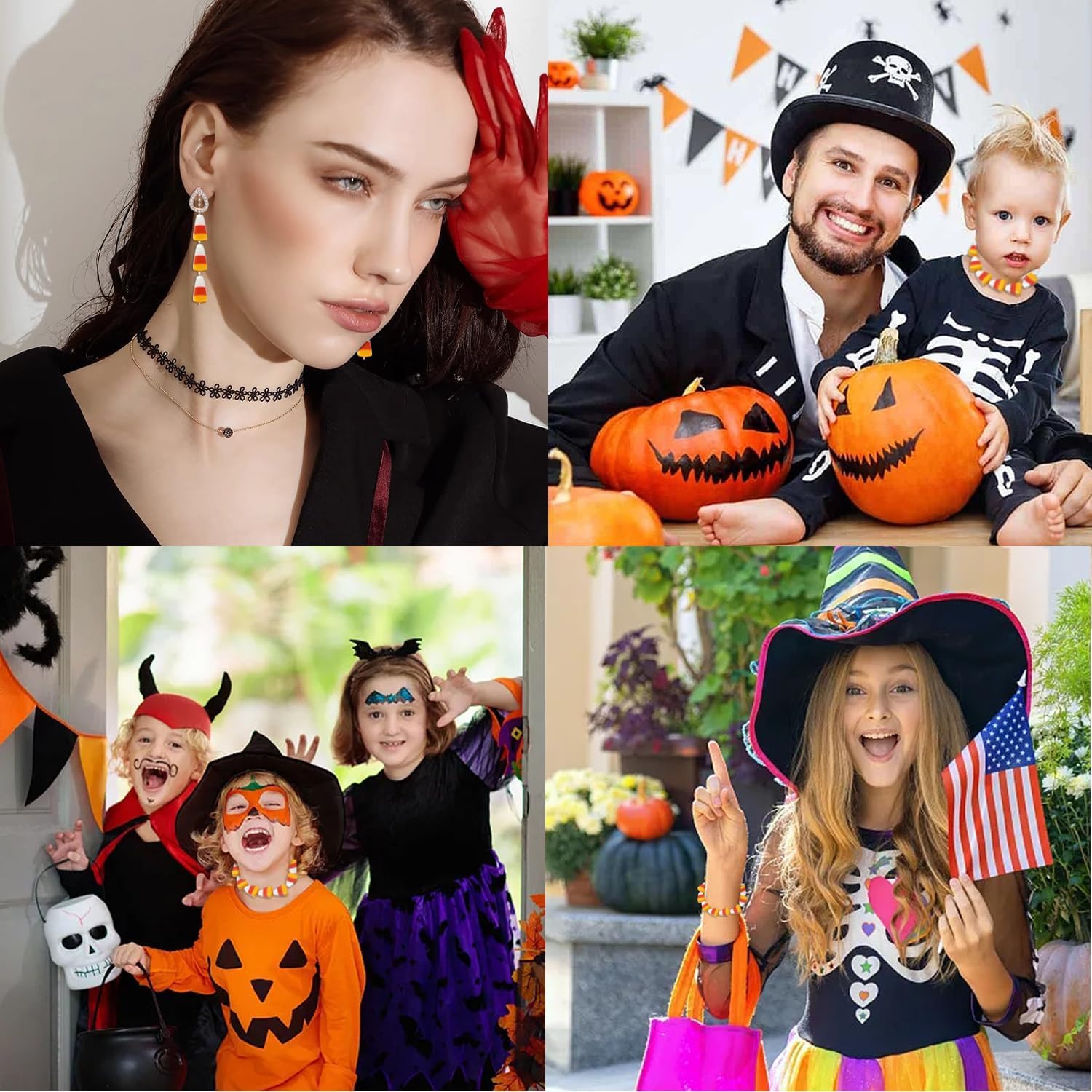 Honbay 24 cuentas de resina de maíz de caramelo artificiales para alimentos, cuentas espaciadoras de Acción de Gracias, Halloween, Navidad, cuentas