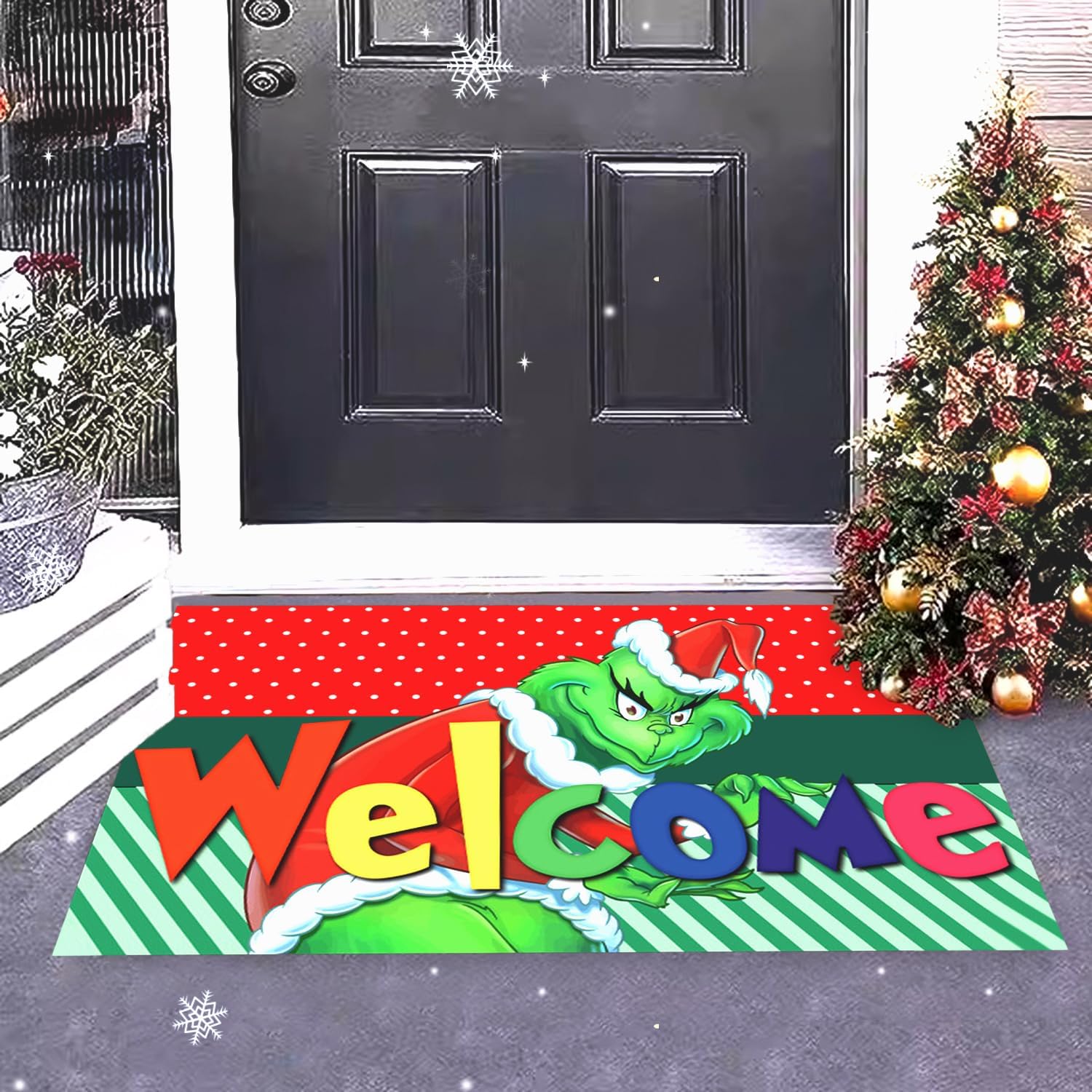 Micayg Tapete de Navidad para puerta, decoración de Navidad, para interiores y exteriores, hogar, cocina, baño, decoración de fiesta de Navidad