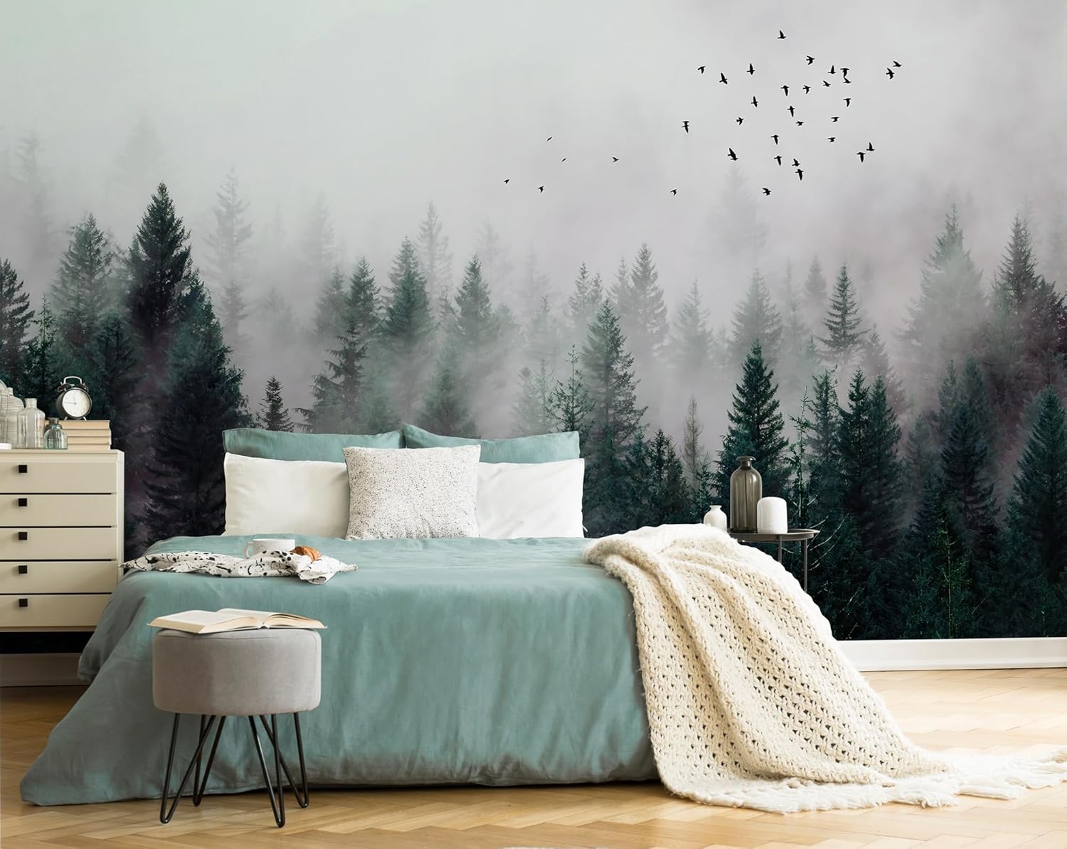 Murwall Dark Forest Wallpaper Misty Jungle Wall Mural Landscape Wall Print Rustic Home Decor Cafe Design Living Room Bedroom