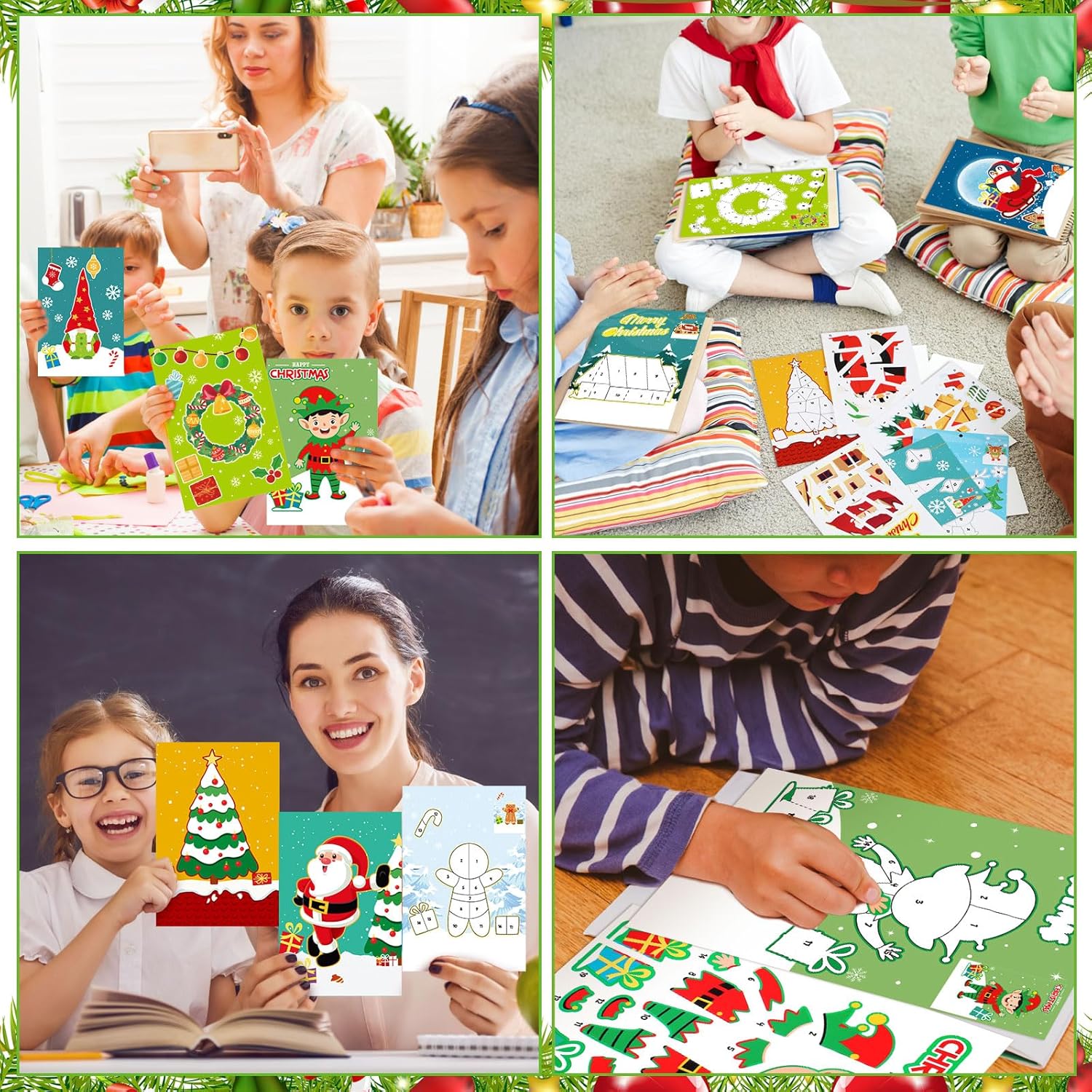 60 hojas de calcomanías de Navidad para niños de 4 a 8 años, calcomanías de pintura de Navidad por números, regalos de Navidad, regalos de fiesta,