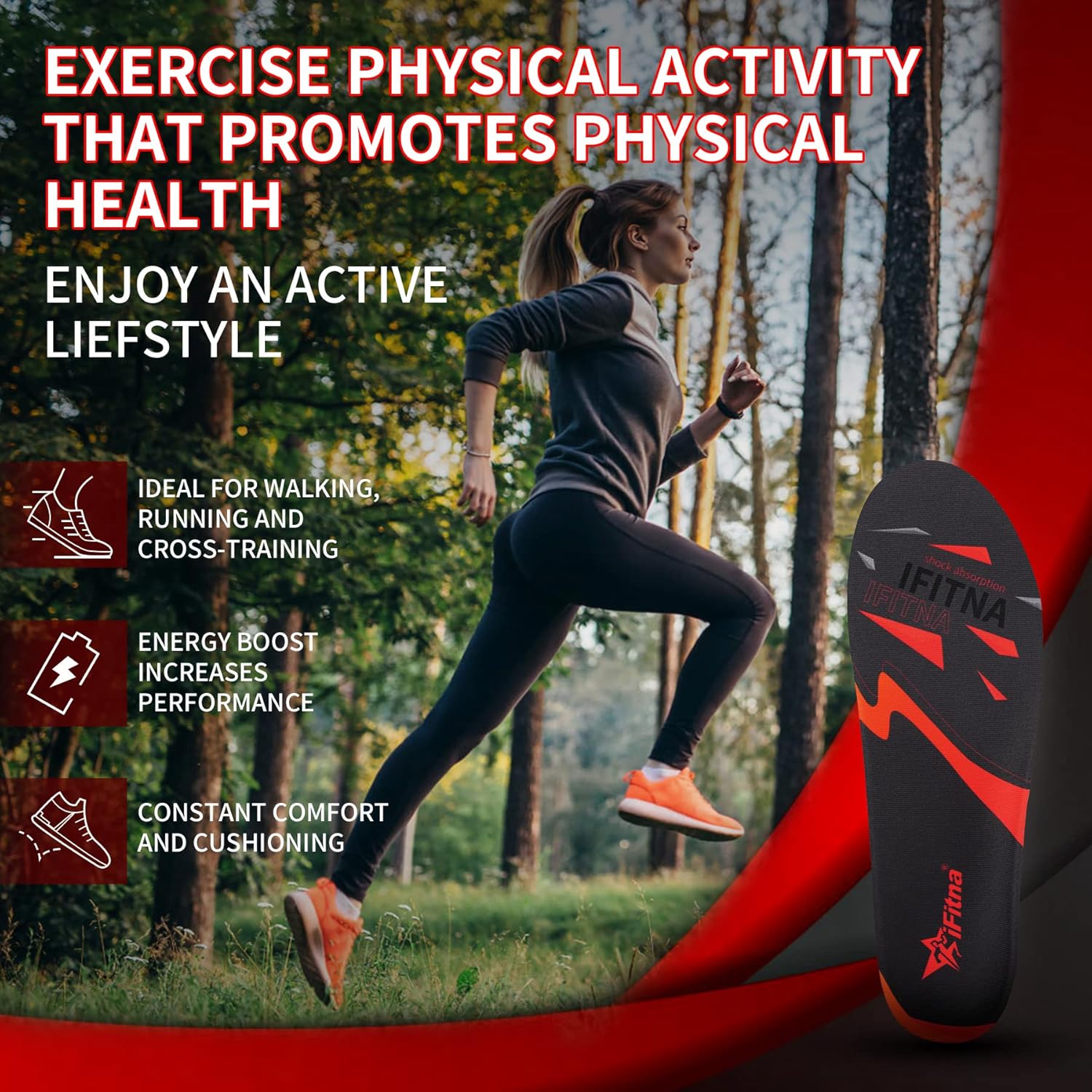 iFitna Plantillas deportivas para hombres y mujeres, para caminar activo, correr, entrenamiento, plantillas atléticas para aliviar el dolor en el