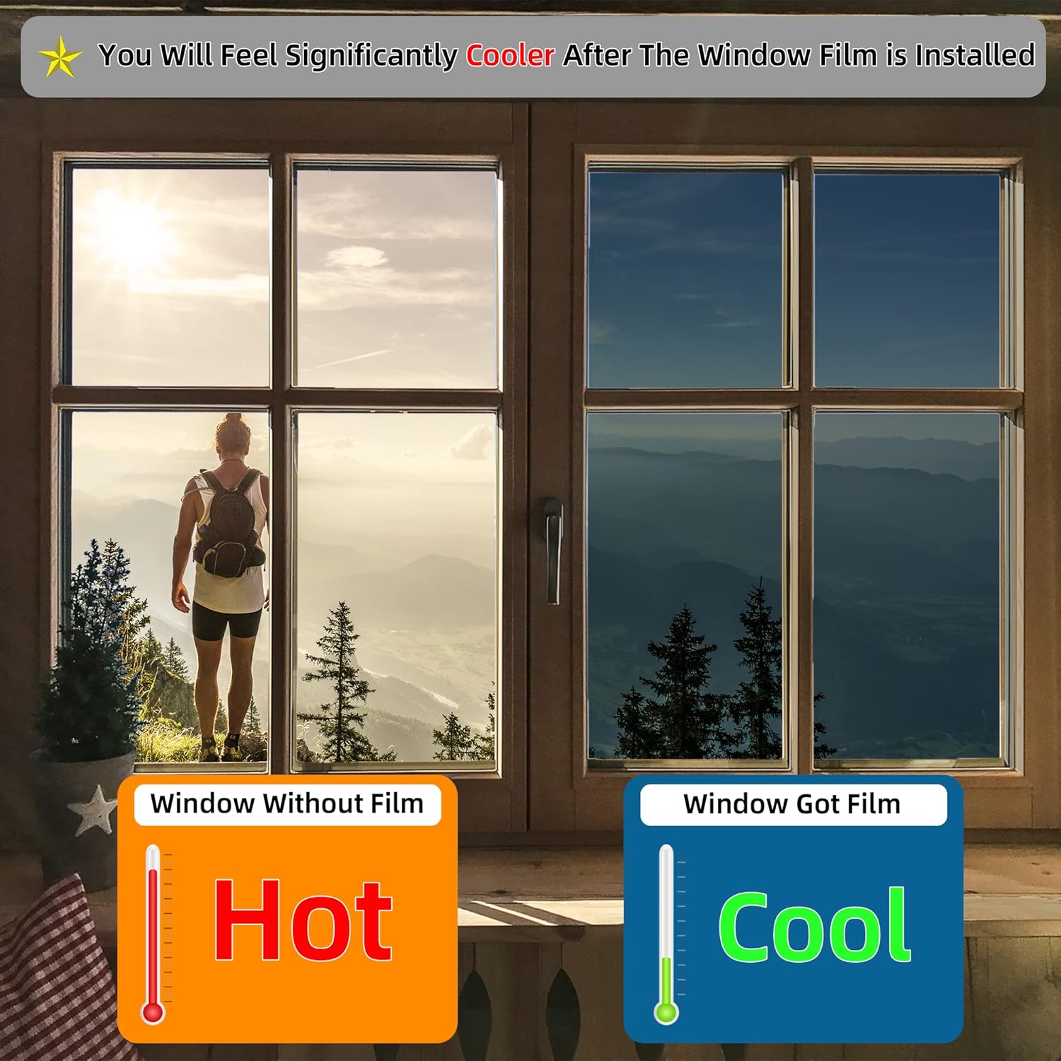 FuFin Película de privacidad unidireccional para ventana con herramientas de instalación gratuitas, material PET de alta calidad, control de calor,
