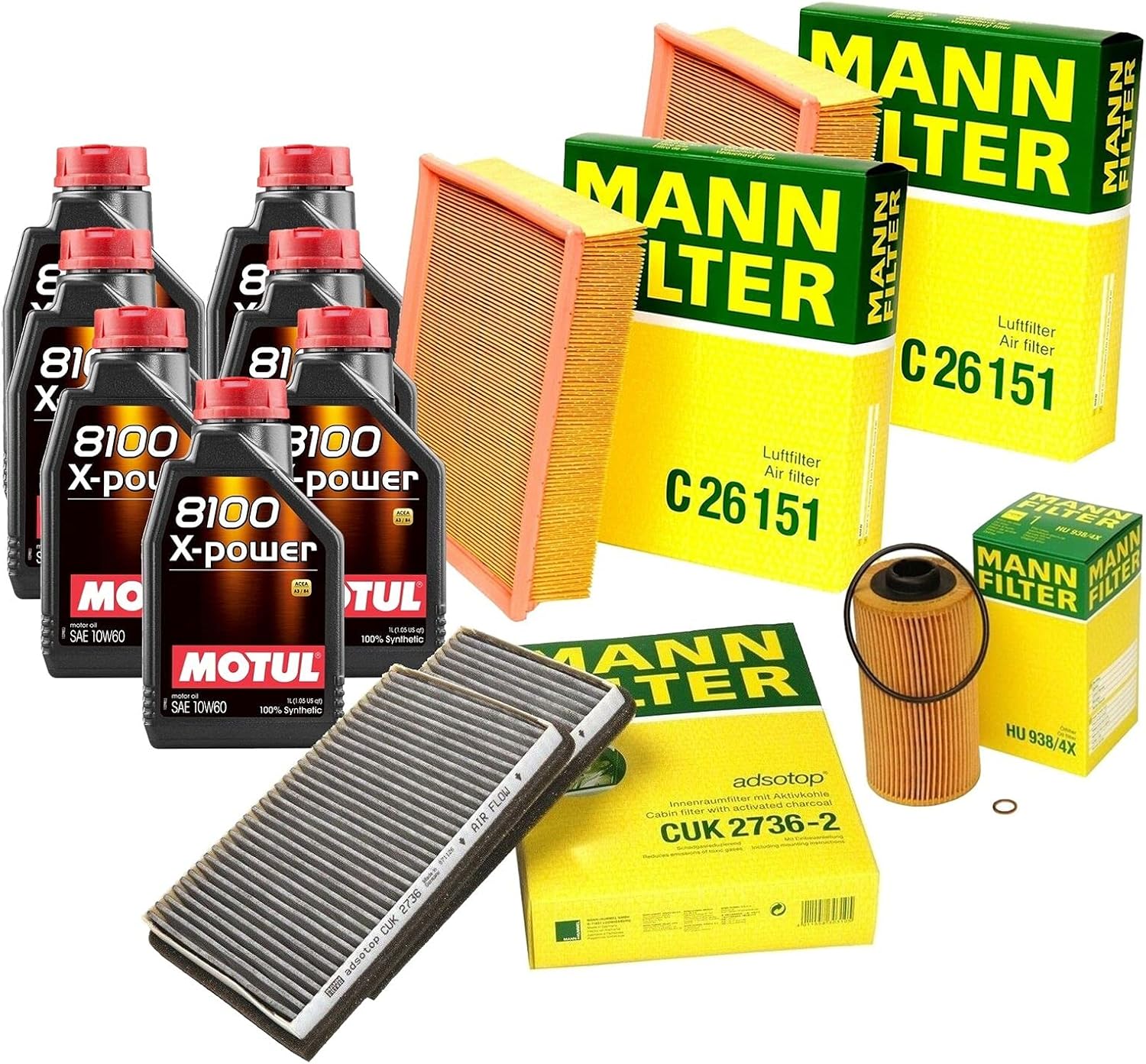 7L 8100 X-POWER 10W60 Kit de servicio de filtro de aceite compatible con BMW E39 M5 5.0L S62