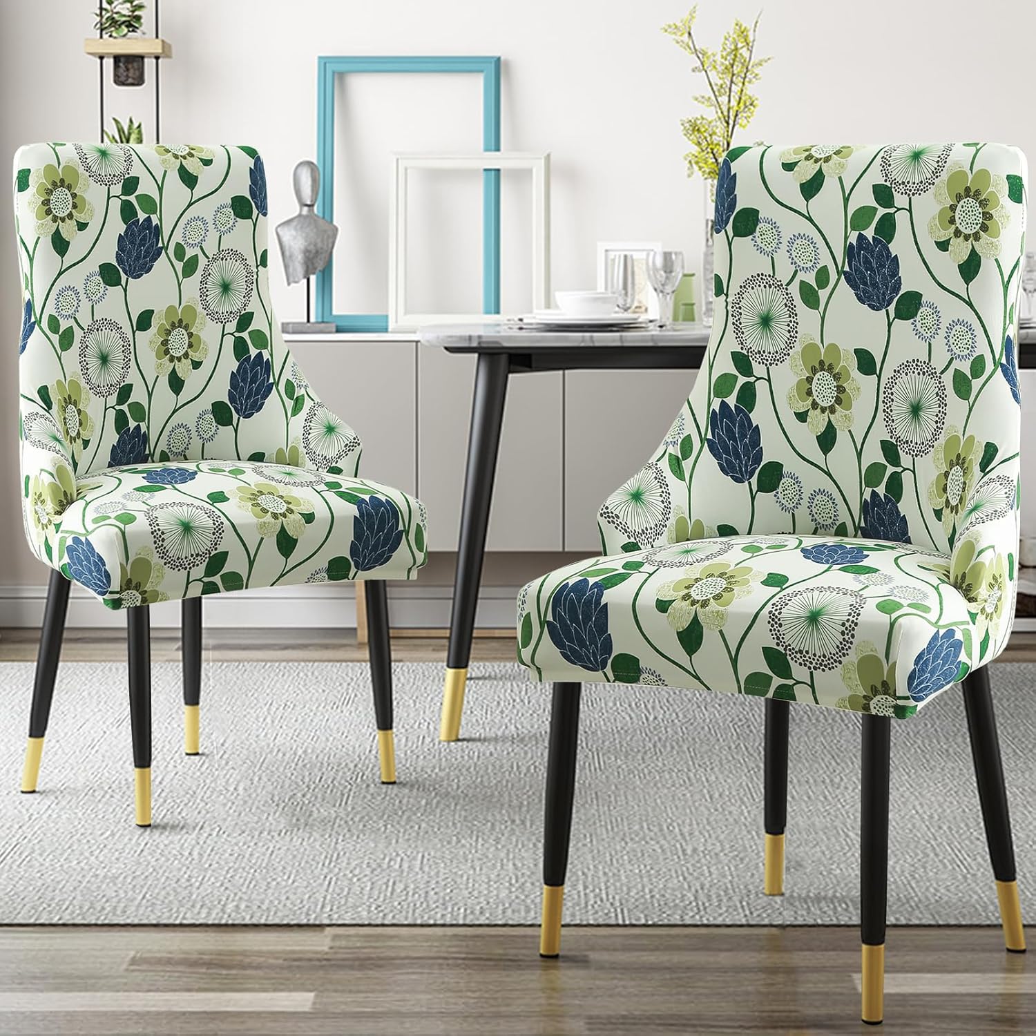 Liykimt Funda elástica para silla lateral con respaldo de ala, funda para silla de comedor con brazo, lavable tapizada para silla de comedor con
