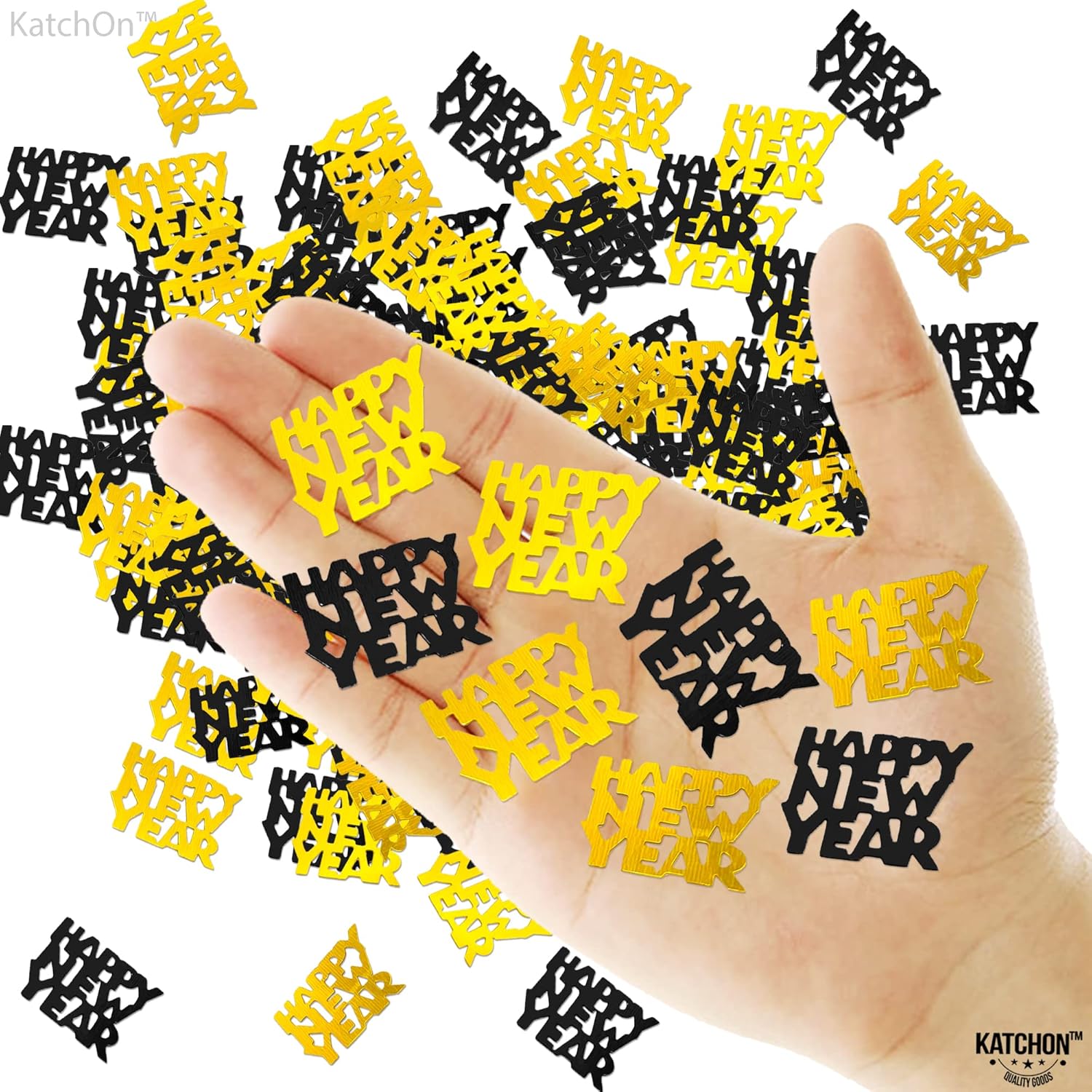 KatchOn, Confeti de Año Nuevo dorado y negro, 1.8 onzas, paquete de 500  Confeti de Año Nuevo 2024, suministros de fiesta de Año Nuevo 2024