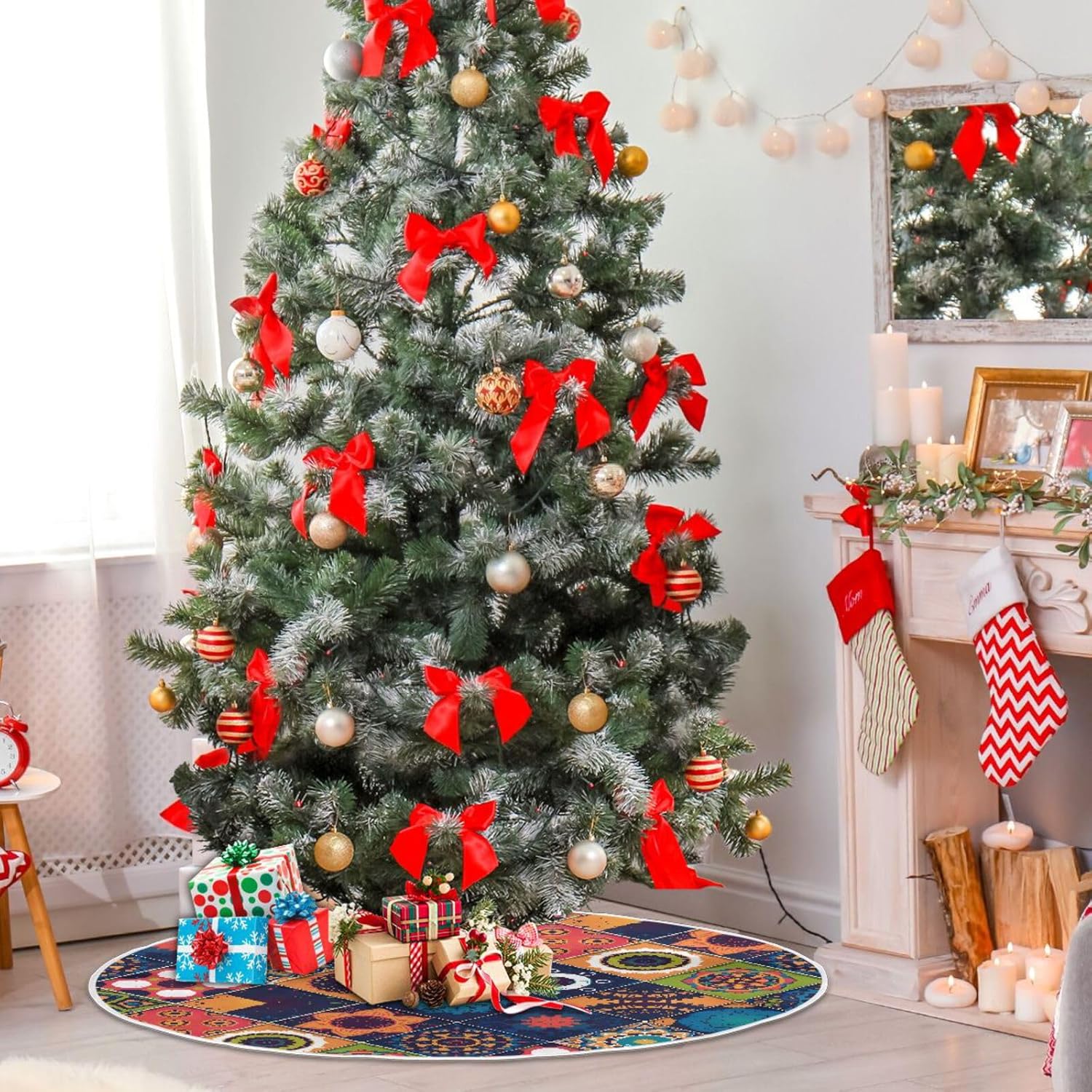 Decorative Elements Oriental Christmas Treeskirt, Chrismast Trees Decorations, Tree Skirt Washable, Tree Skirt for 3ft Tree