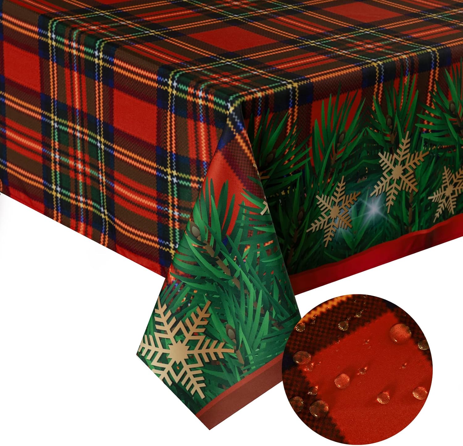 Mantel de Navidad de invierno, mantel de tela impresa a cuadros, mantel de liberación de manchas para decoración de fiestas de Navidad (54 x 54