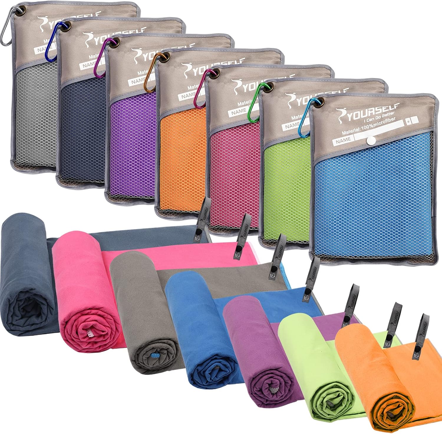 Toalla de microfibra para viajes y deportes Syourself, con formato de secado rápido, absorbente, compacta y suave, adecuada para yoga, gimnasio,