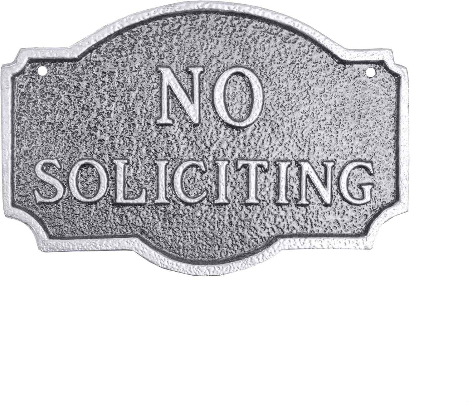 Placa de metal fundido con texto en inglés “No Soliciting Montague” – Placa de exhibición de pared o césped – Señal de advertencia – Placa de