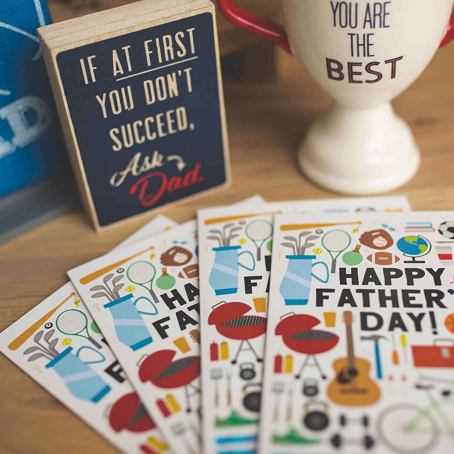 Tiny Expressions – Tarjetas del día del padre para papás, abuelos, tíos y amigos con sobres  Paquete de 4  A todo color interior y exterior (4