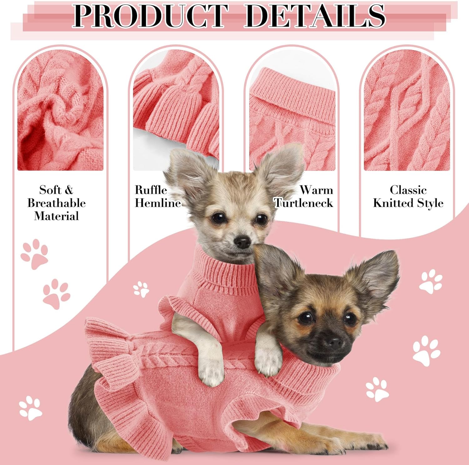 ALAGIRLS Suéteres de perro para perros medianos, suéter de punto para perro, vestido de cuello alto, trajes de Navidad para perros, suéter para