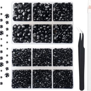 10000 unidades de diamantes de imitación de resina negra de 2 a 0.236 in, diamantes de imitación redondos de resina no termofija, piedras preciosas 10000 unidades de diamantes de imitación de resina negra de 2 a 0.236 in, diamantes de imitación redondos de resina no termofija, piedras preciosas