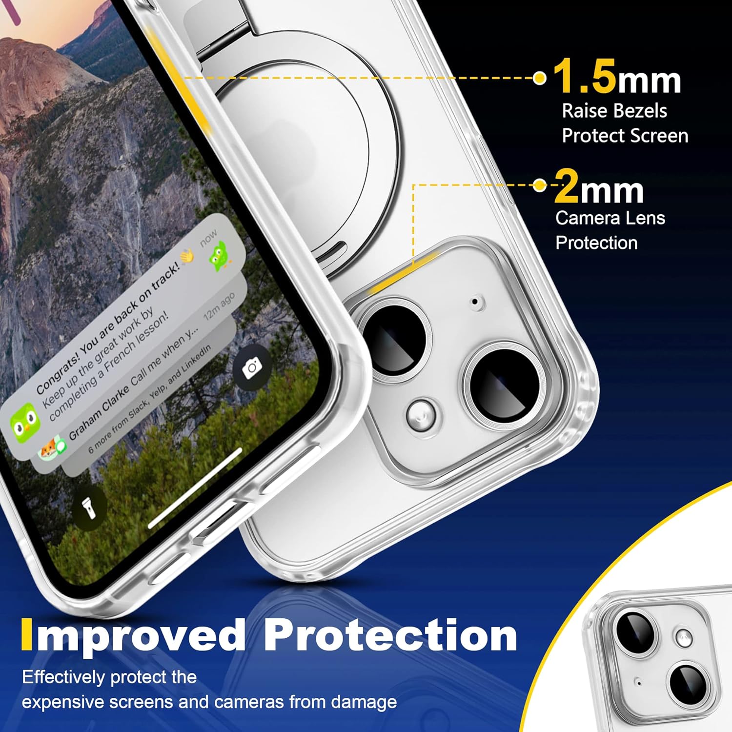 TIANLI Funda diseñada para iPhone 13 con soporte magnético invisible compatible con MagSafe protección de cuerpo completo, antideslizante,