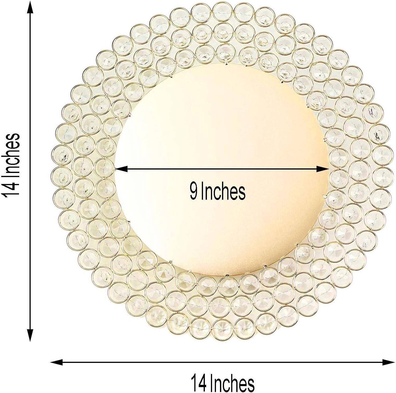 BalsaCircle Platos de metal redondos dorados de 14 pulgadas con cuentas de cristal, suministros de decoración de mesa de catering para cenas, bodas,