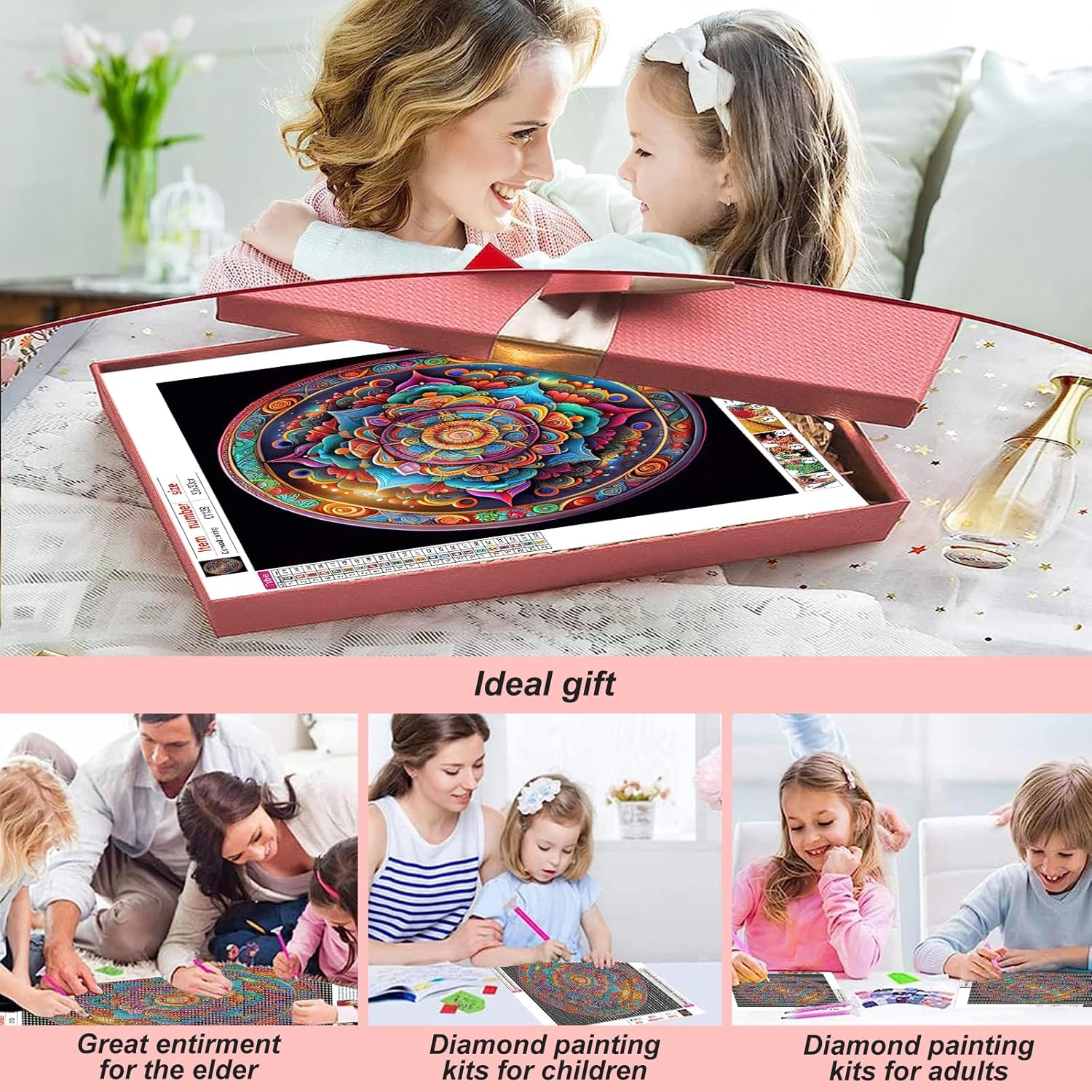 Stalente Kits de pintura de diamantes para adultos, kits de arte de diamantes 5D para principiantes, pintura de diamante redonda para decoración de
