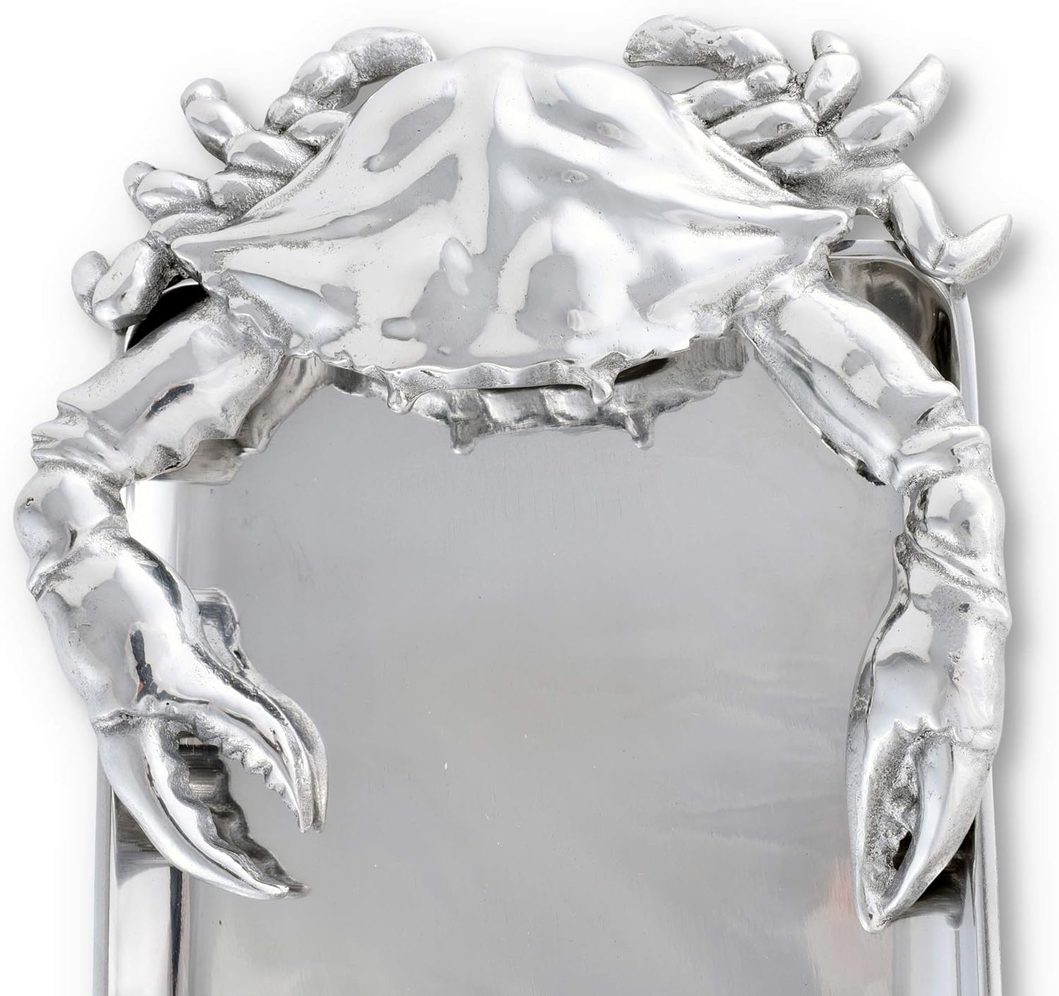 Arthur Court Designs – Bandeja oblonga de cangrejo de aluminio, bandeja para servir alimentos, tema costero, océano, metal, calidad artesanal,
