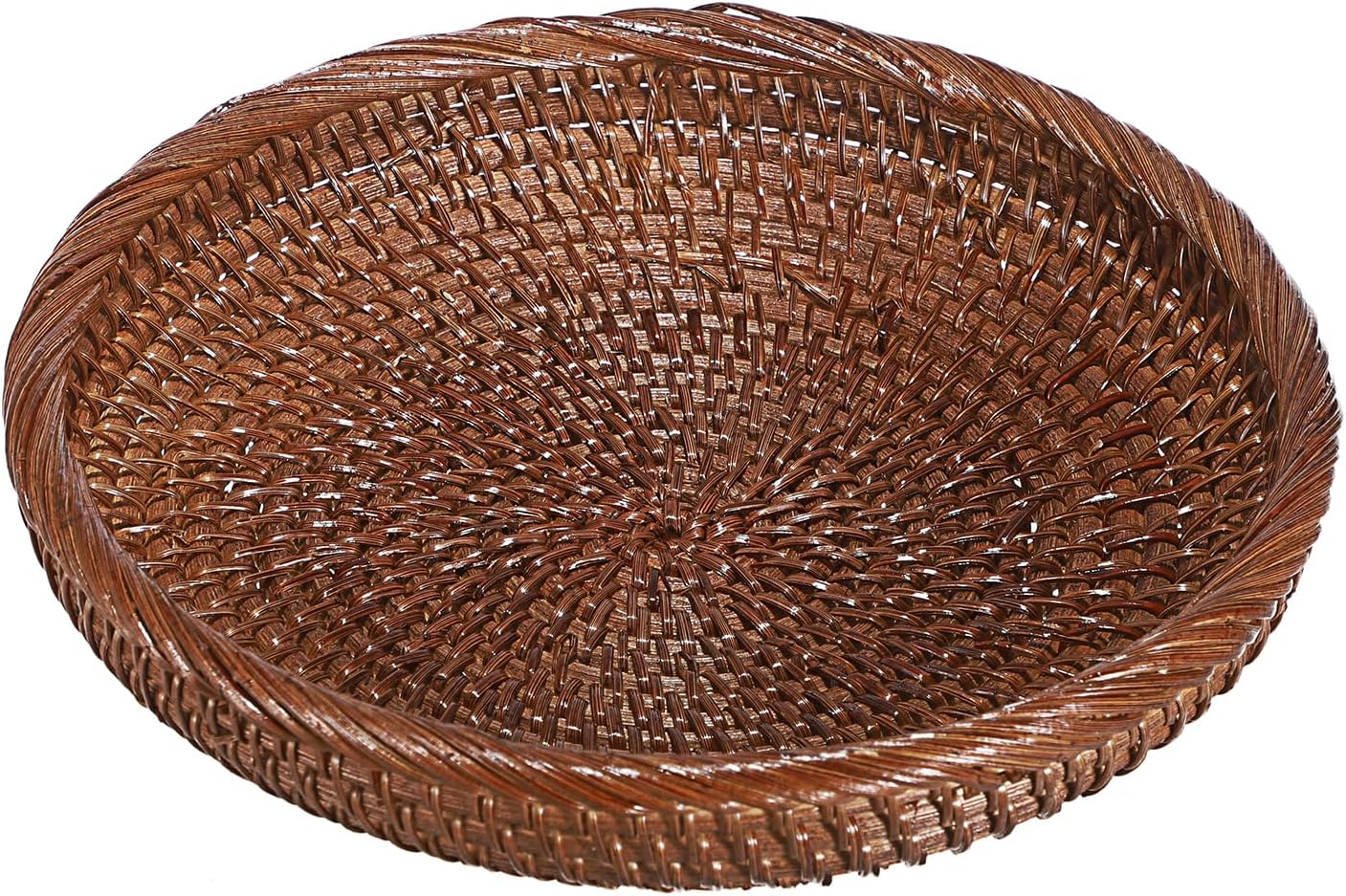 Hipiwe Cesta pequeña para llaves para entrada, cesta redonda de mimbre tejida de 7.6 pulgadas, bandeja para servir frutas, cesta tejida para