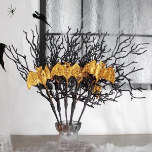 Yawwind Artificial Halloween Picks 17inch Balck Halloween Branches for Vase Gilitter Halloween Stems with Glitter Golden Bat for Table Centerpiece Yawwind Artificial Halloween Picks 17inch Balck Halloween Branches for Vase Gilitter Halloween Stems with Glitter Golden Bat for Table Centerpiece