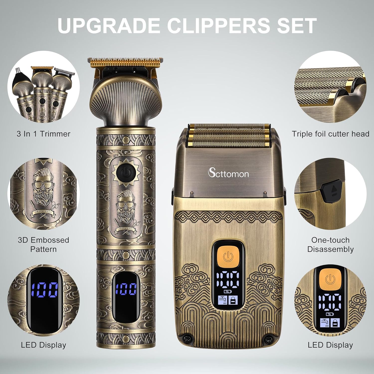 T-Blade – Cortadoras de pelo y afeitadoras eléctricas para hombres, afeitadora de papel de aluminio, recortadora de barba, kit de aseo para hombres