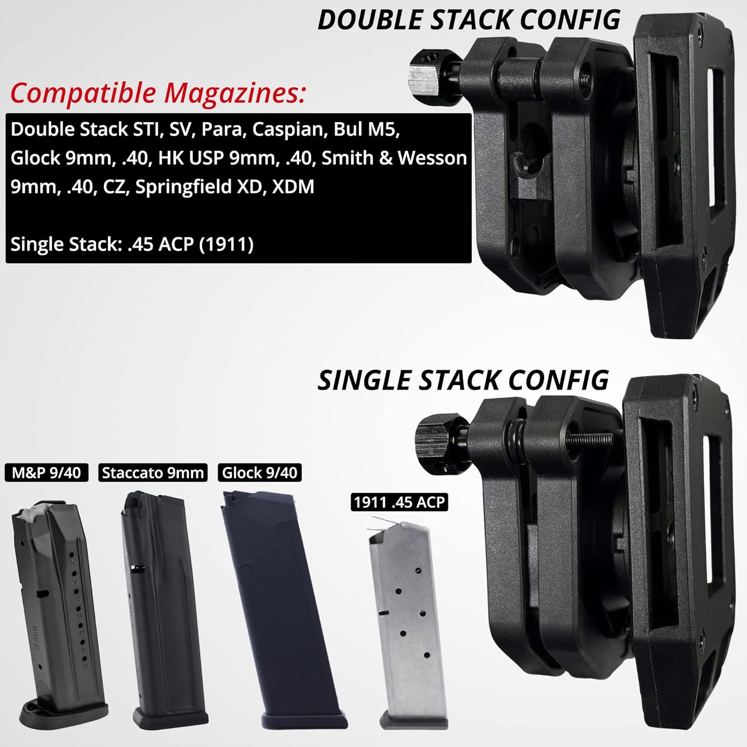 Black Scorpion Outdoor Gear Bolsas de revistas de competencia para cargadores de doble pila 0.354 in, 40-1 12 en cinturón IPSC, aprobado por USPSA 4