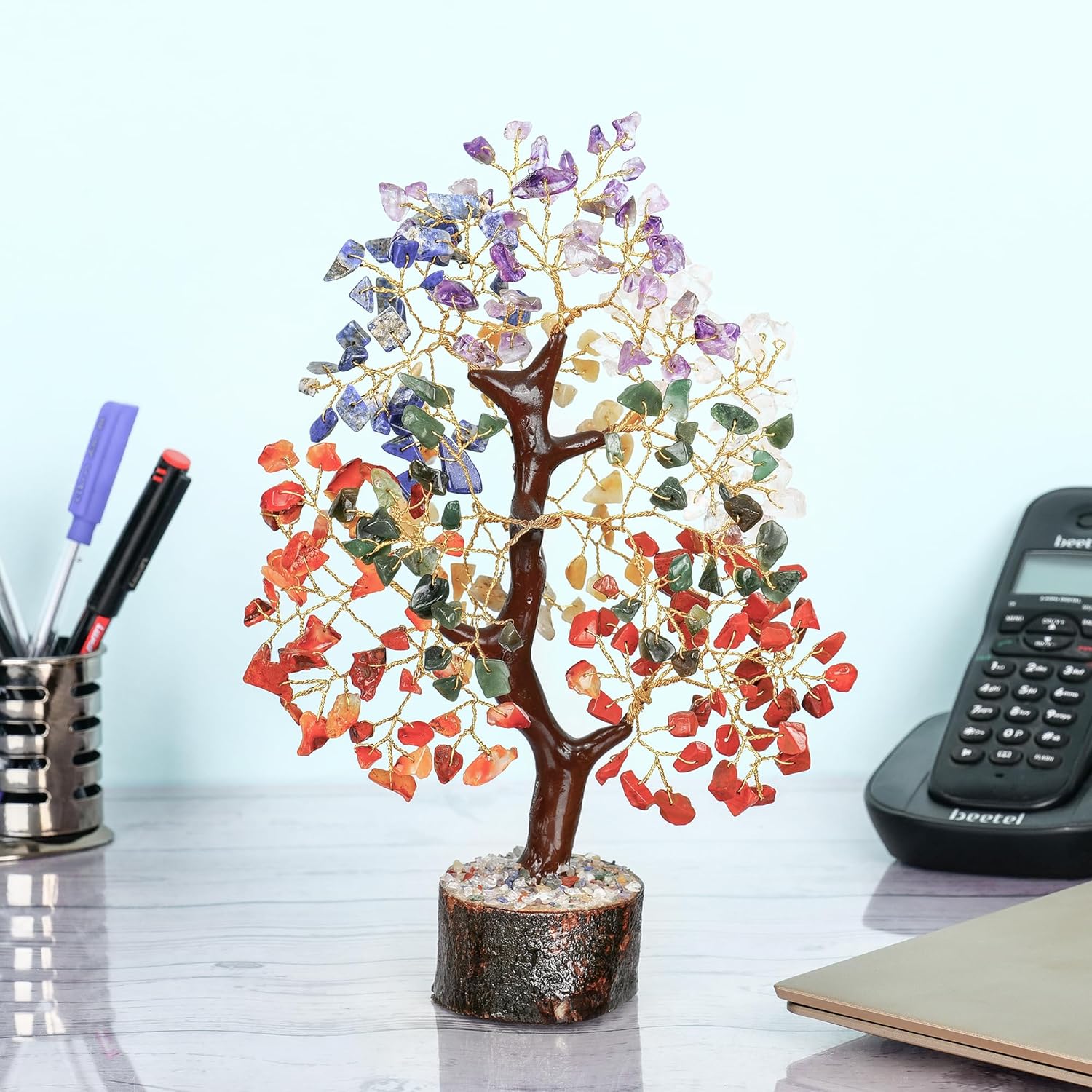 Árbol de 7 chakras, árbol de la vida de cristal, decoración de habitación astética, árbol de Feng Shui, piedras de chakras, cristales y piedras,
