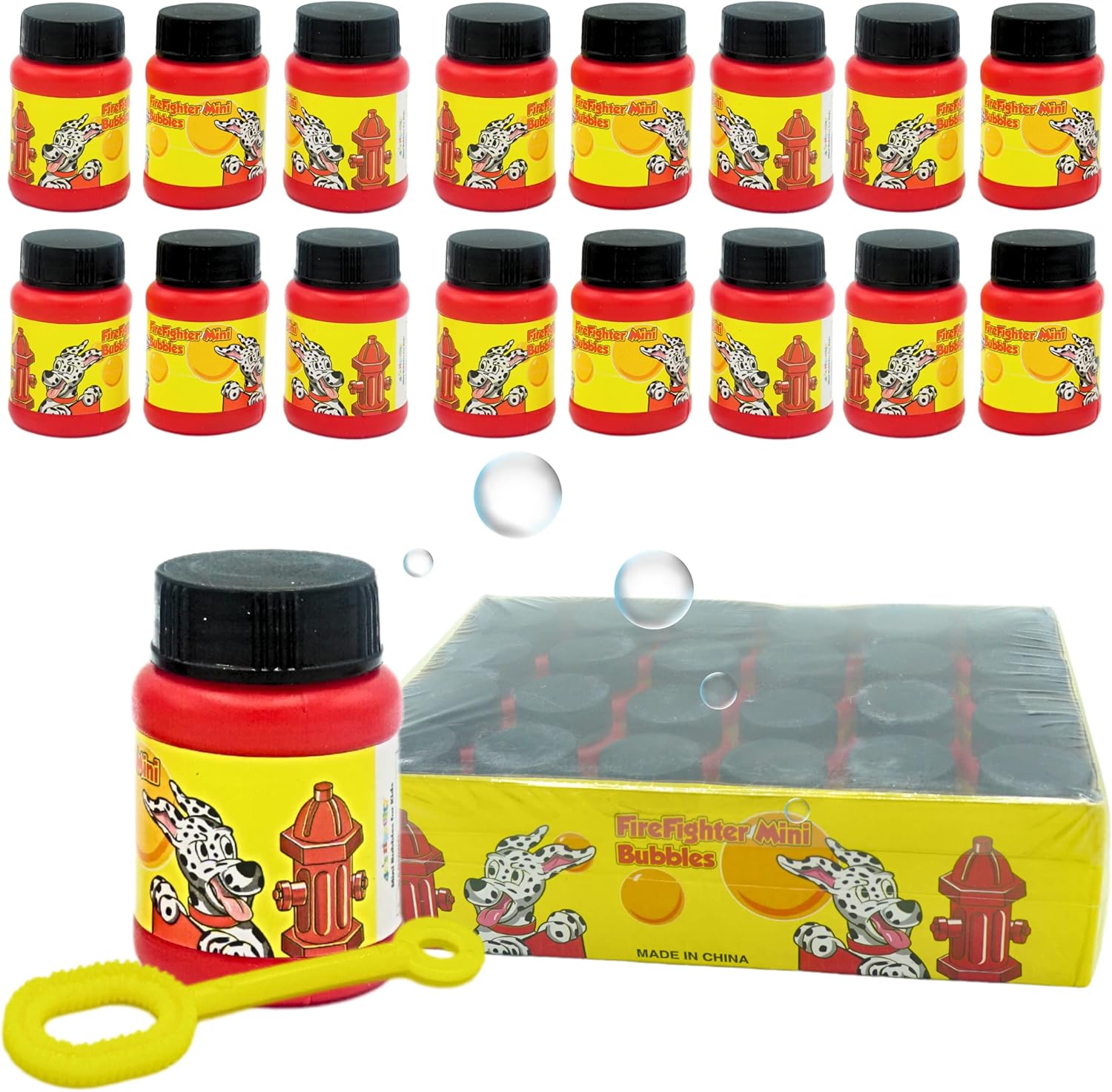 4E’s Novelty Mini botellas de burbujas a granel para bombero, recuerdos de perro de pata  suministros de fiesta de bomberos, rellenos de bolsas de