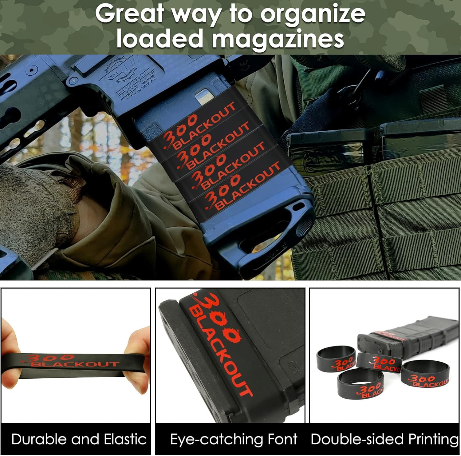 Aolamegs Paquete de 510 bandas para revistas, 5.56 OTAN, 300 apagones, 300 Subsonic, .223 Remington, .308 Winchester, 7.62 x 39, bandas de silicona