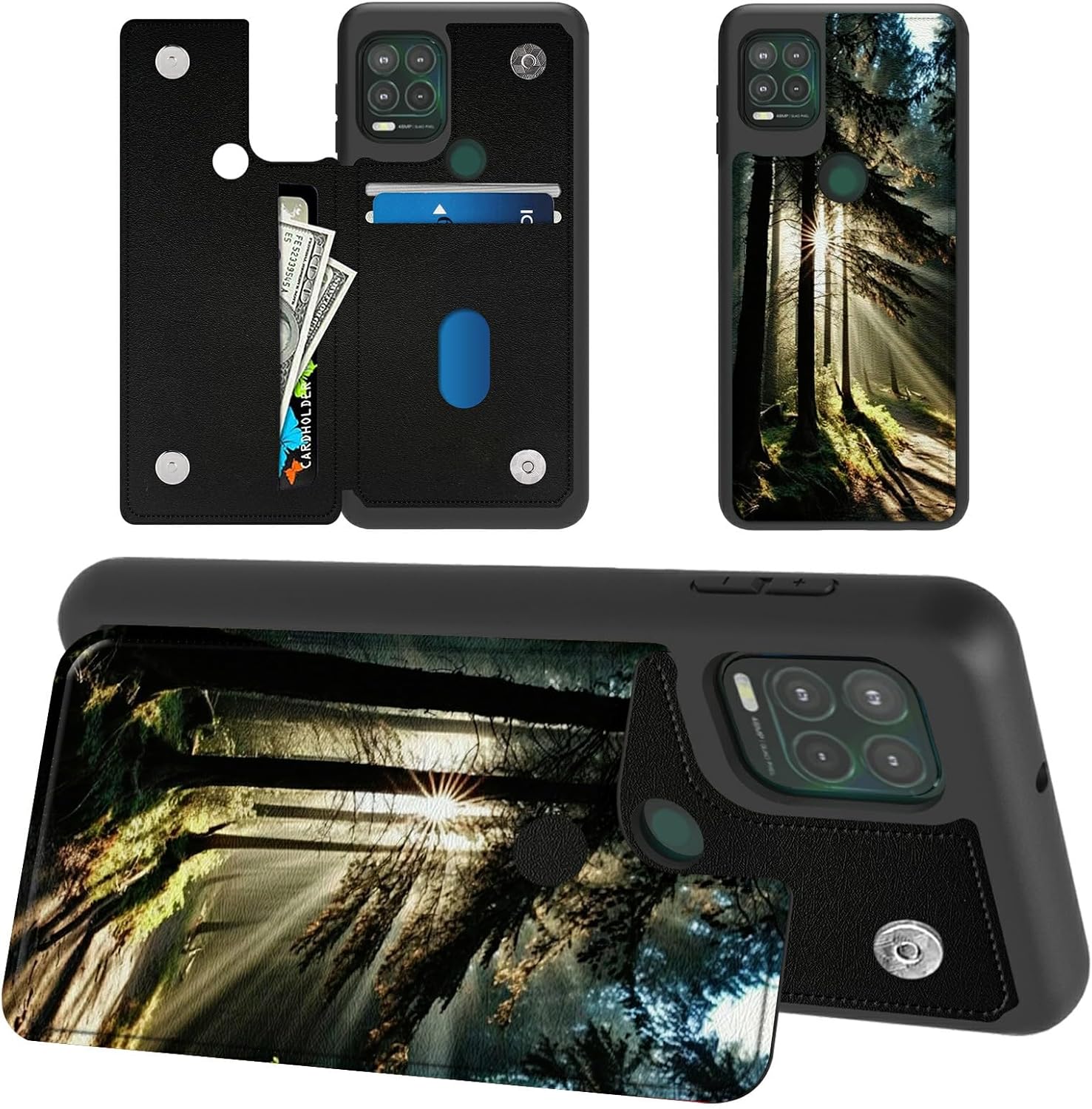 Sunshine Tree – Funda tipo cartera para Moto G Stylus 5G 2021 con soporte para tarjetas, bloqueo RFID, piel sintética suave, función atril, cierre