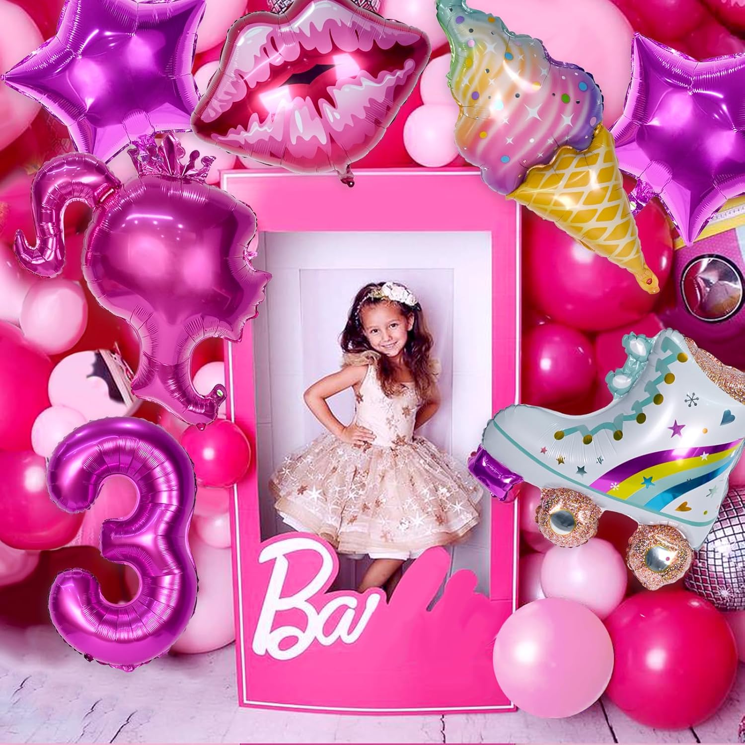 7 globos rosados para niñas, decoraciones de cumpleaños rosas para fiesta temática de princesa rosa, baby shower, cumpleaños, despedida de soltera