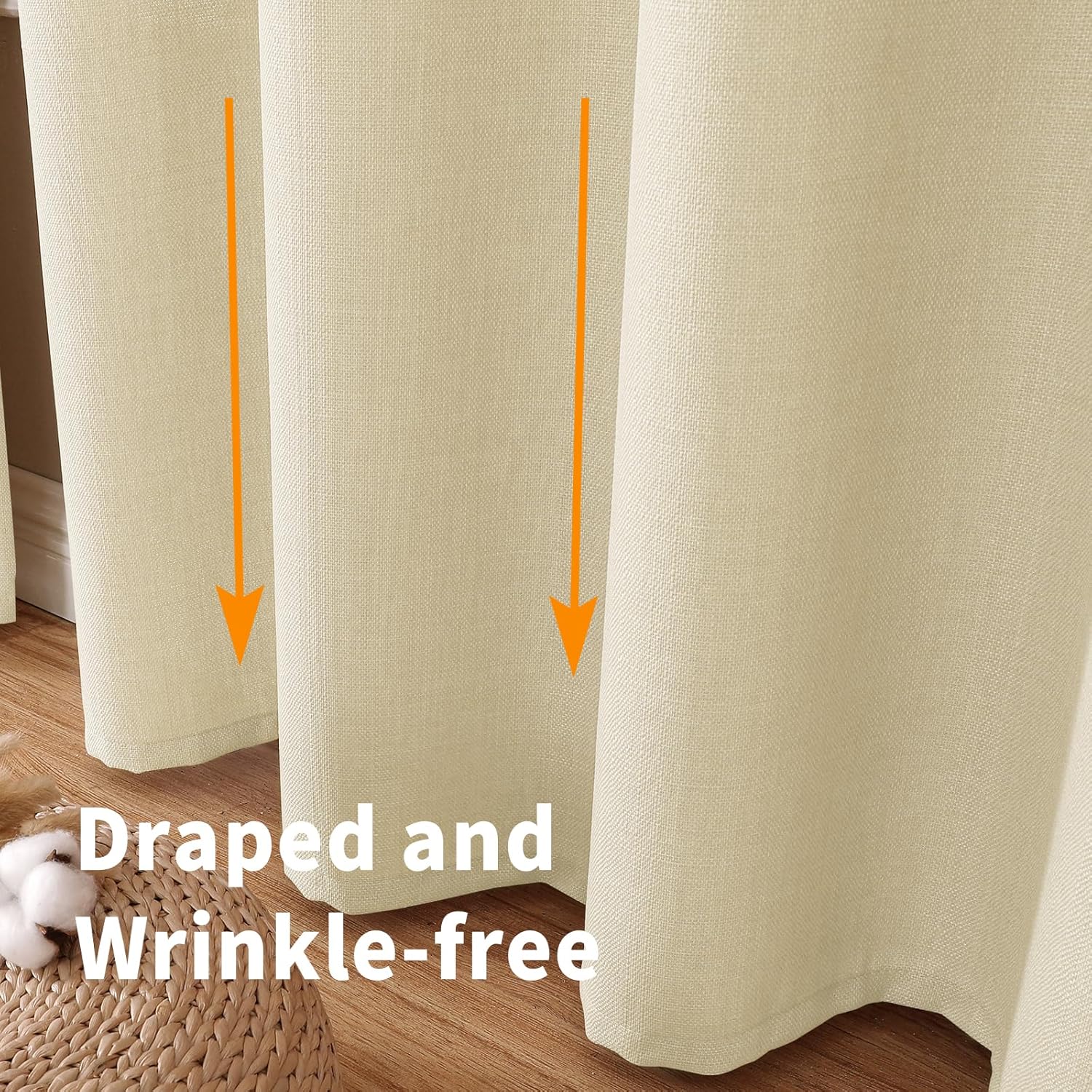 BGment Cortinas de 54 pulgadas de largo, juego de 2 paneles para dormitorio, con ojales, aspecto de lino grueso, arpillera texturizada, filtrado de