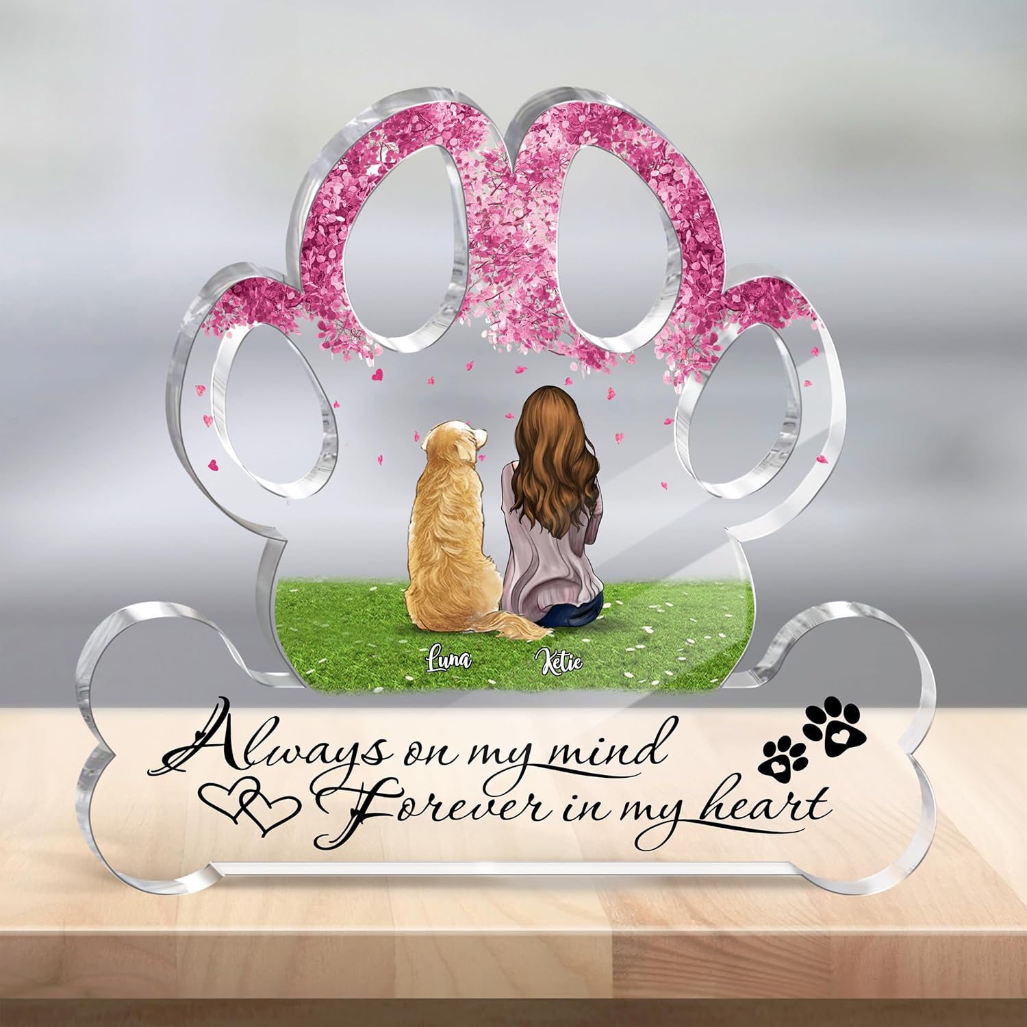 Gossby Placa acrílica personalizada con diseño de pata de perro, regalo personalizado para mamá de perro con diseño, nombre, raza de perro, regalo
