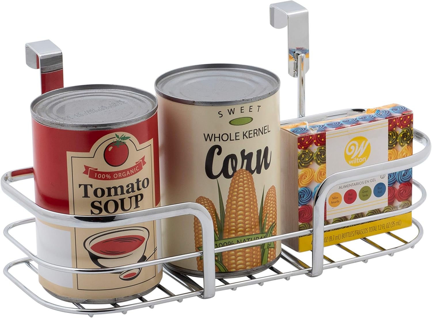 Kitchen Details Organizador sobre el gabinete  Cesta individual  Almacenamiento para colgar en la puerta  Baño  Cocina  Pequeño  Cromo