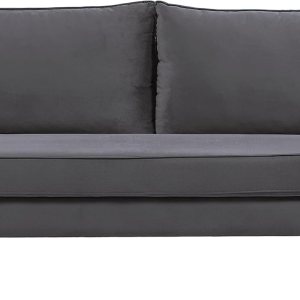 Kent – Sofá moderno de terciopelo de estilo europeo con patas cónicas, estilo vintage y diseño elegante, color gris Kent – Sofá moderno de terciopelo de estilo europeo con patas cónicas, estilo vintage y diseño elegante, color gris