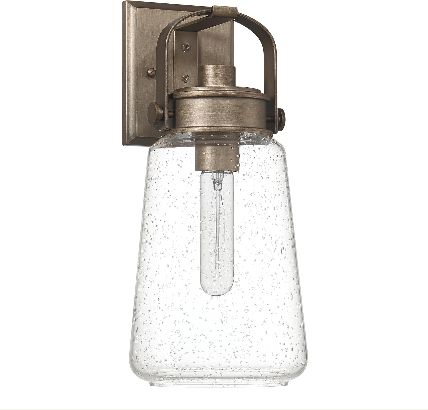Robert Stevenson Lighting Gage – Lámpara industrial de vidrio y metal para exteriores, color oro toscano