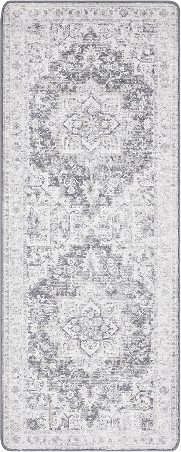 GENIMO Alfombra de pasillo de 2 x 5, lavable a máquina, antideslizante, vintage, alfombra ligera para sala de estar, entrada, dormitorio, cocina y