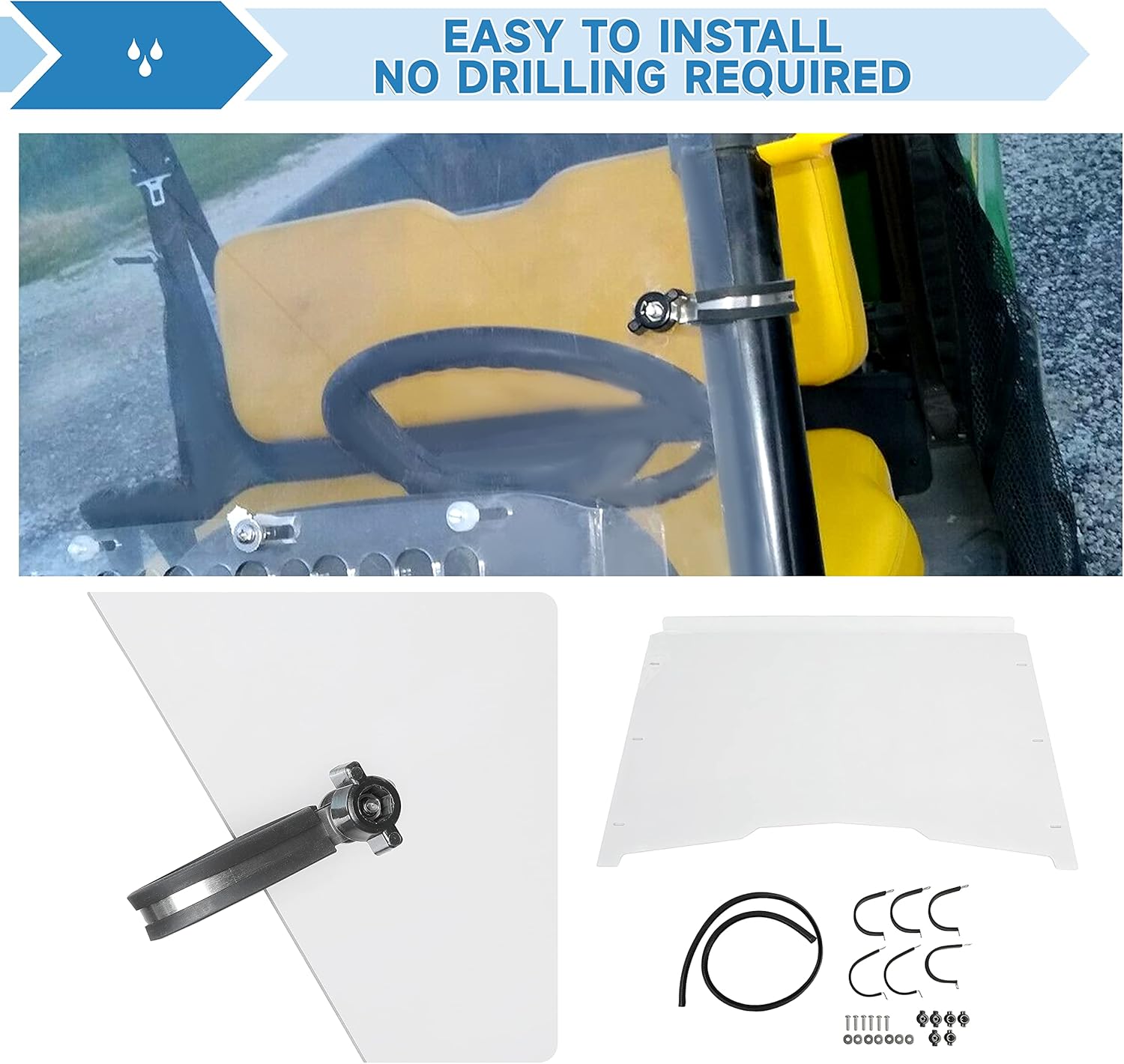ECOTRIC Parabrisas completo compatible con John Deere Gator XUV 550 560 590i 1,935.7 ft RSX 850i 860i resistente transparente resistente a los