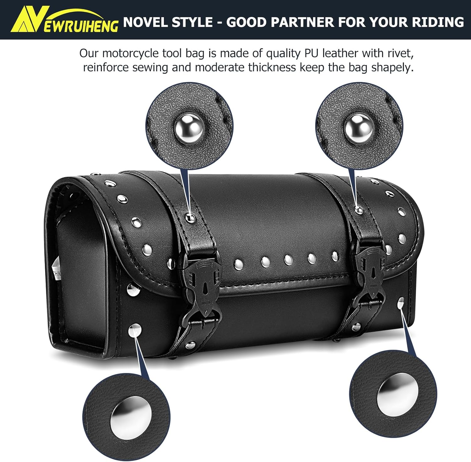 Bolsa de herramientas para motocicleta, universal, de piel sintética, para horquilla de motocicleta, alforja, bolsa de manubrio, bolsa de
