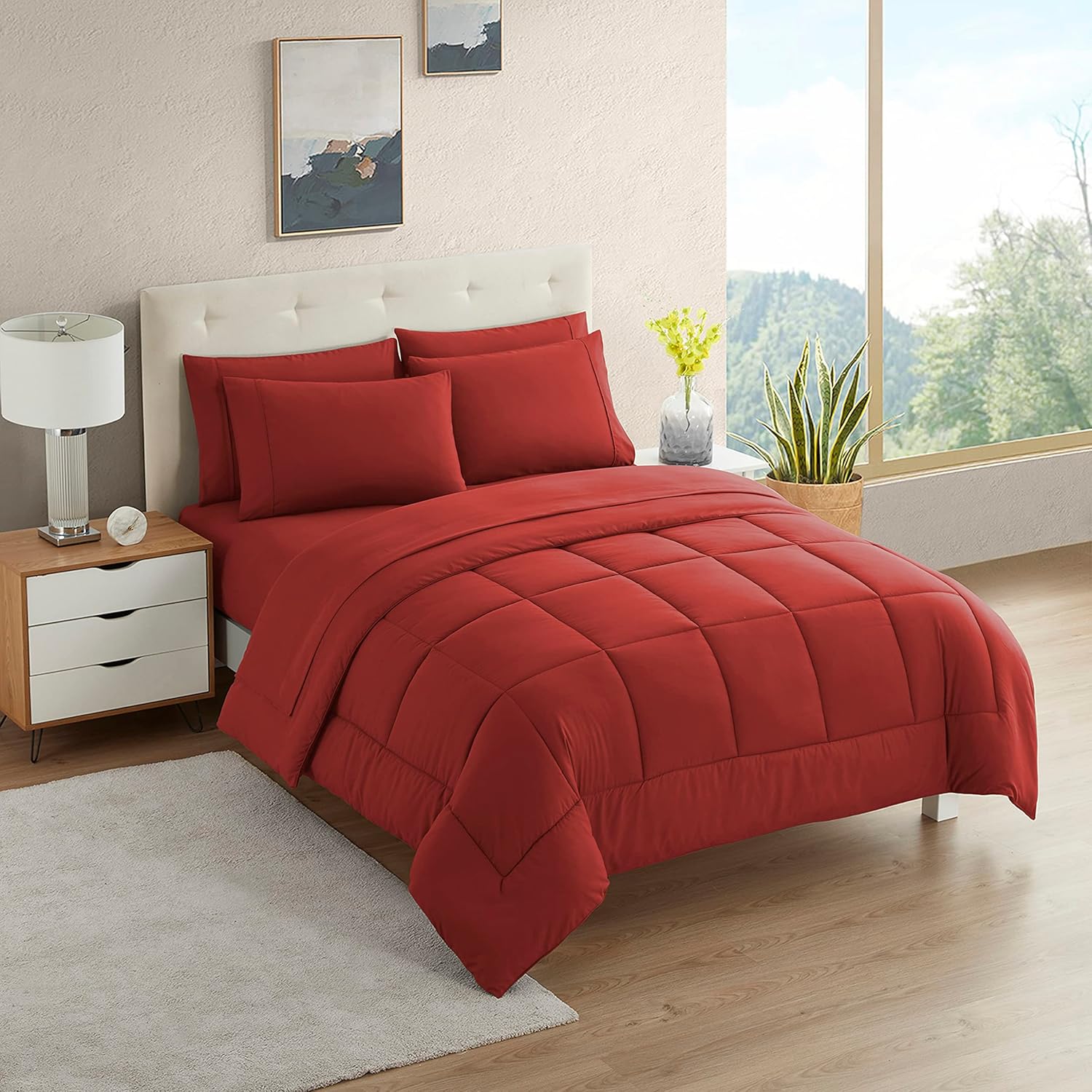 Dorm Room Essentials – Juego de edredón de 5 piezas tamaño individual en una bolsa para estudiantes universitarios, niños y niñas, individual, color