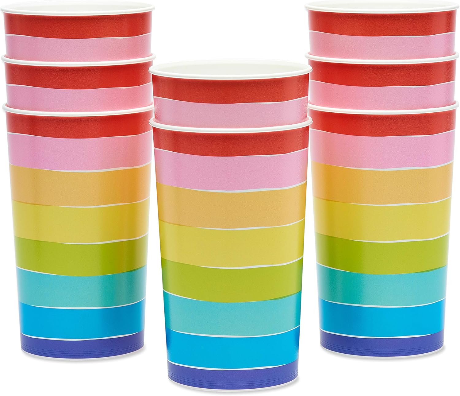American Greetings Suministros para fiestas de arcoíris, tazas de 22 onzas (8 unidades)