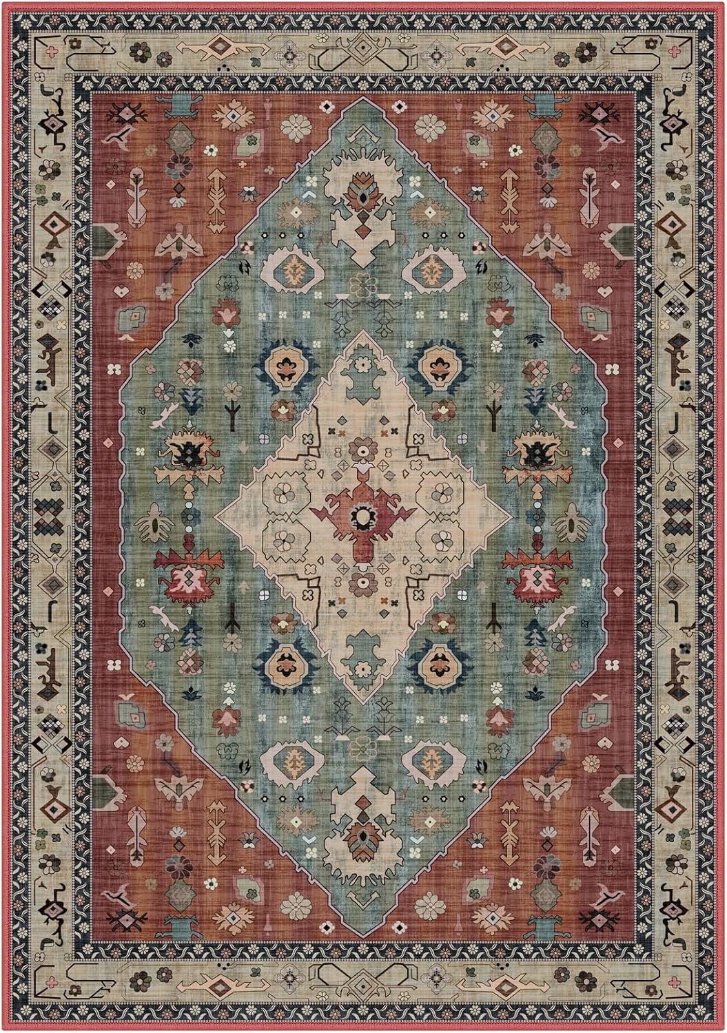 Alfombras de 2 x 3 para entrada, alfombra pequeña lavable antideslizante para puerta de interior para cocina, baño, parte trasera oriental, alfombra