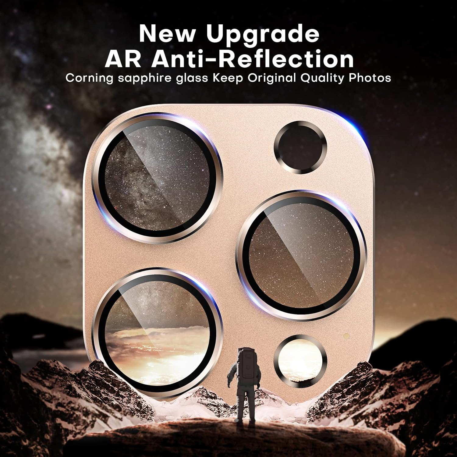 TAURI Paquete de 2 protectores de lente de cámara para iPhone 14 Pro MaxiPhone 14 Pro, fuerte adhesión, resistente a los arañazos, aleación de